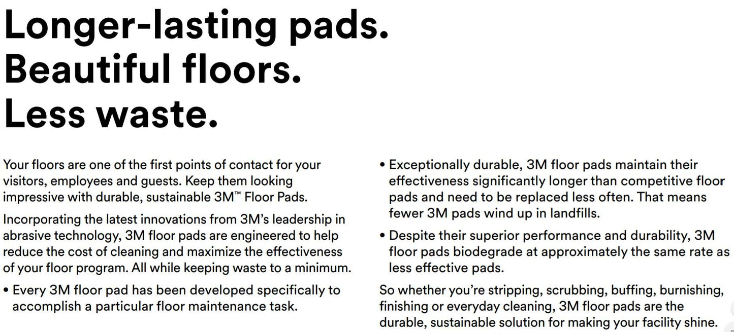 3M 08278 High Productivity Floor Pad 7300, 20" Diameter, Black (Case of 5)