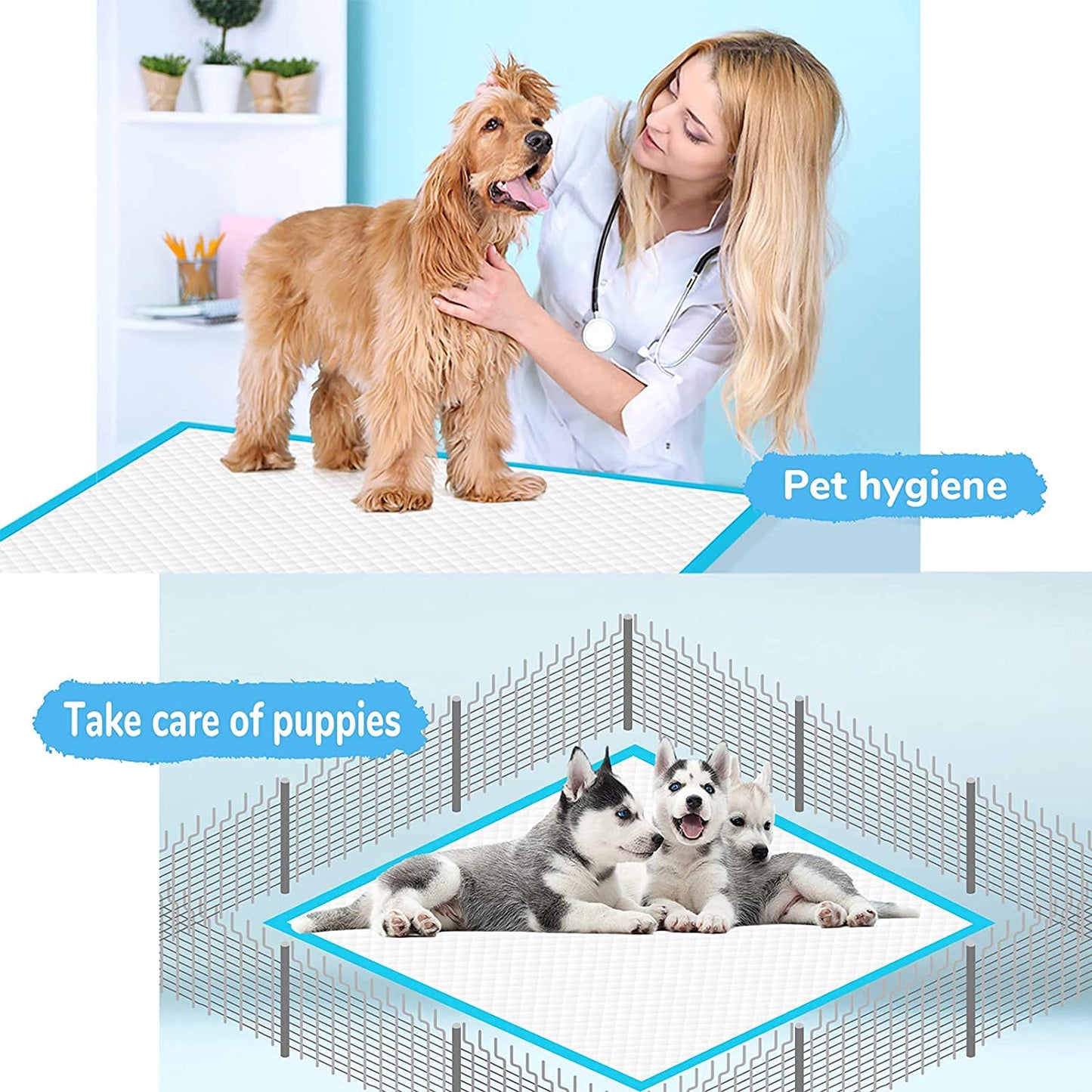 40Pcs Dog Pee Pads, Extra Large Disposable Dogs Training Potty Pad Leak-Proof Puppy Pads Pet Training Pads Strong Absorption Floor Mat for Dogs Cats Rabbits(32 x 36 inch)