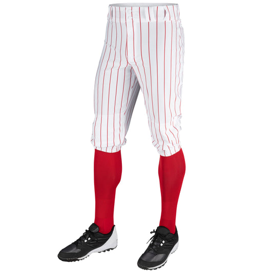 Champro Men's Adult Triple Crown Pinstripe Knicker, White/Scarlet, Large
