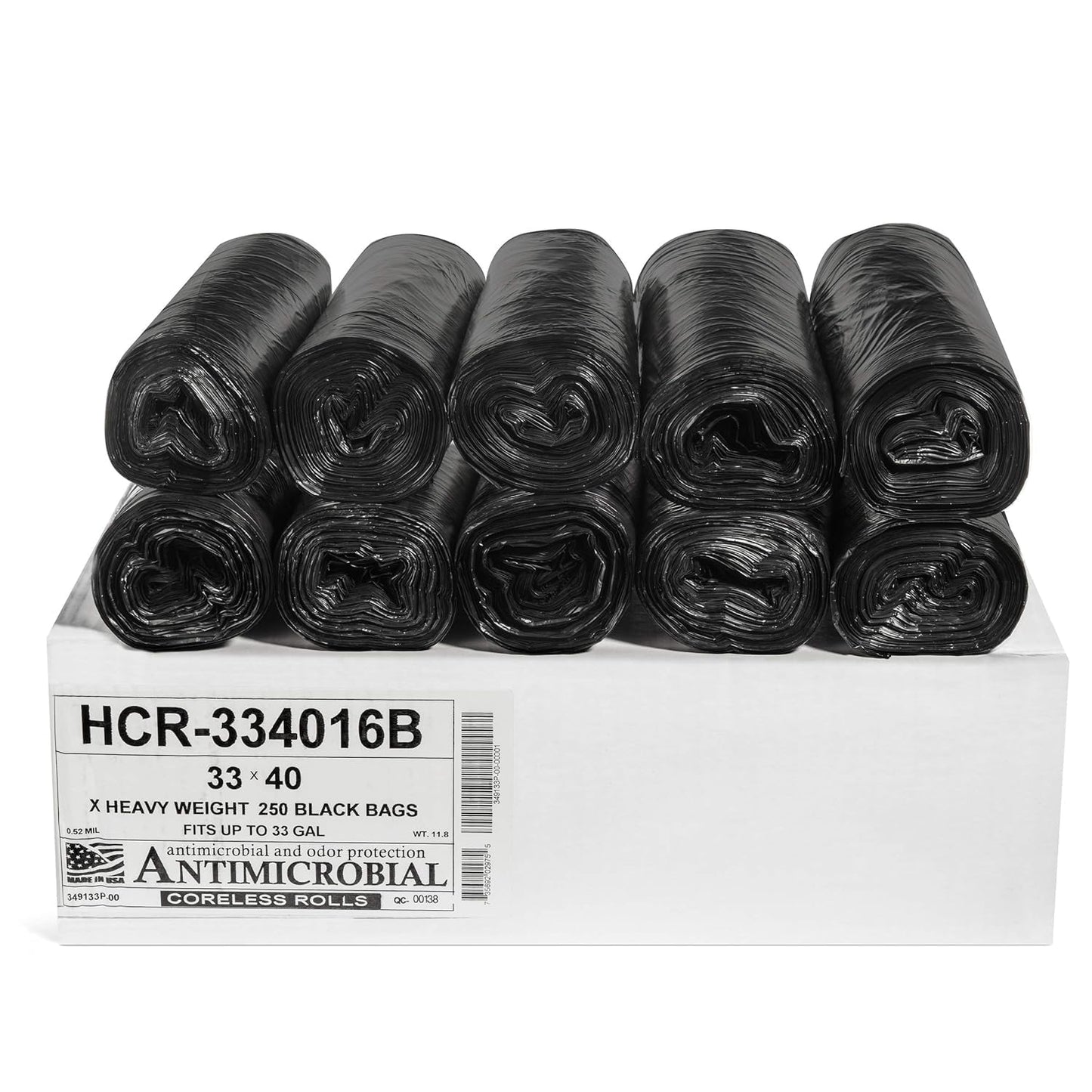 Aluf Plastics High Density Trash Bags, 33 Gallon, 250 Count, 16 Micron (eq), 33" x 40", Black, for Bathroom, Office, Industrial, Commercial, Janitorial, Municipal, Recycling