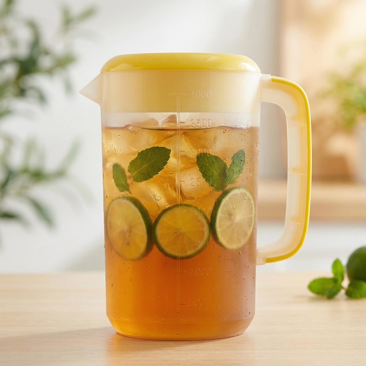 Jucoan 2 Pack 1 Gallon/4L Plastic Straining Pitcher, Large Water Carafe Drink Pitcher Jug Clear Ice Tea Maker Beverage Pitcher Perfect for Ice Tea, Lemonade
