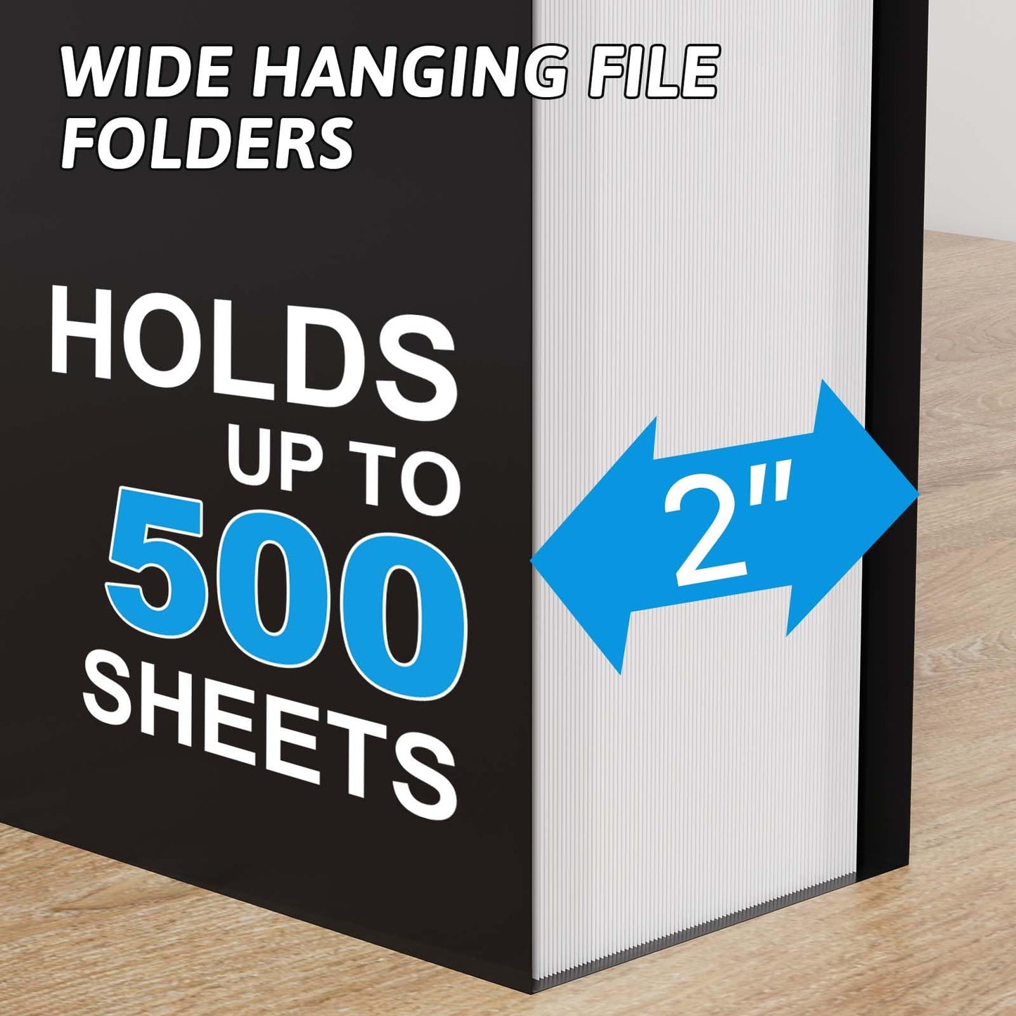 NORDUN Plastic Extra Capacity Legal Size Hanging File Folders,12 Pack Reinforced Legal Hanging Folders,Heavy Duty 2 Inch Expansion,Adjustable Tabs,Filing Cabinet Folders for Bulky Files (Black)