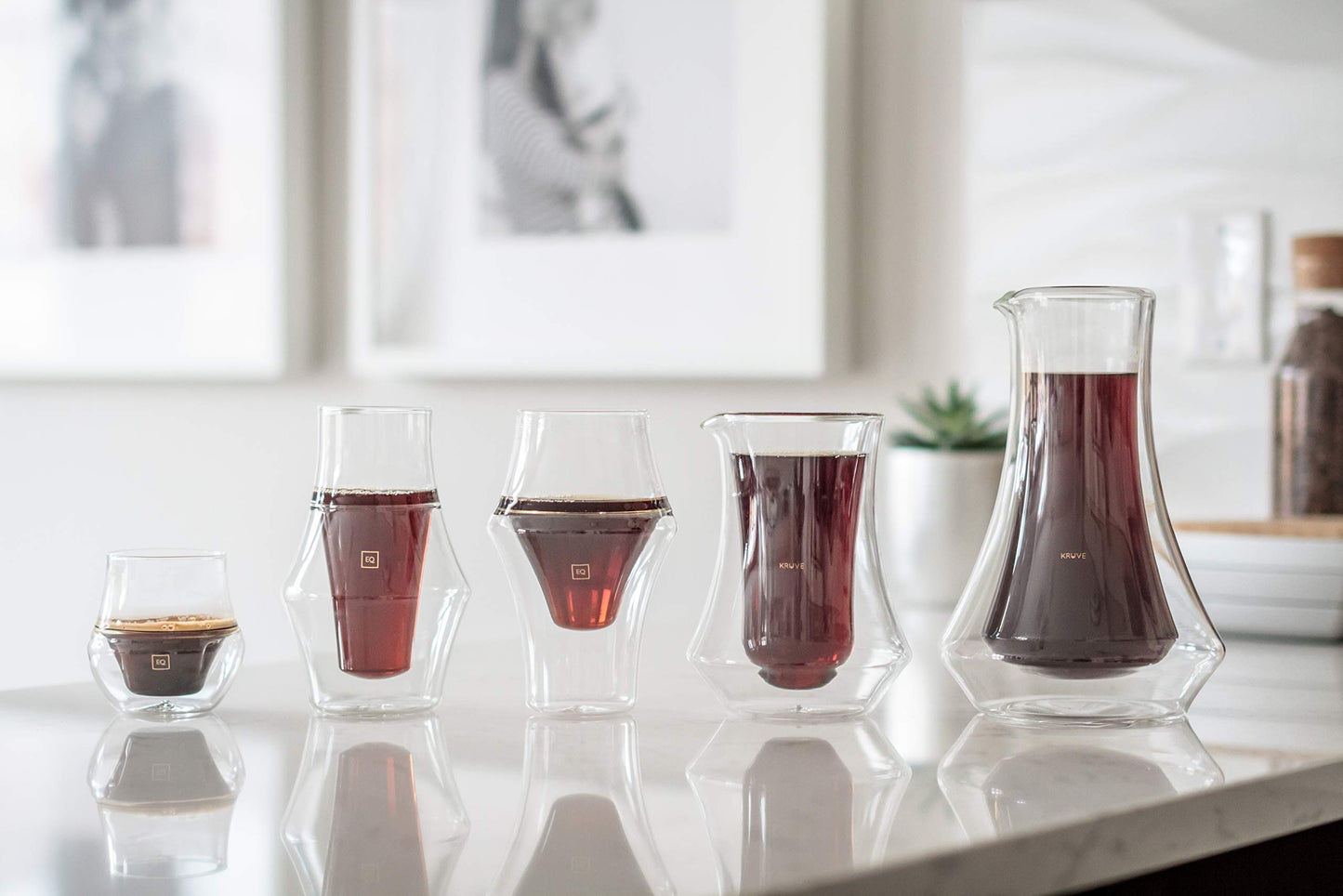 KRUVE EQ Excite & Inspire 150ml Handmade Double Wall Coffee Cups, Espresso Cups, and Glass Set of 2 - Heat-Resistant Borosilicate Coffee Mugs, Perfect for Enhancing Aroma and Flavor, Dishwasher Safe