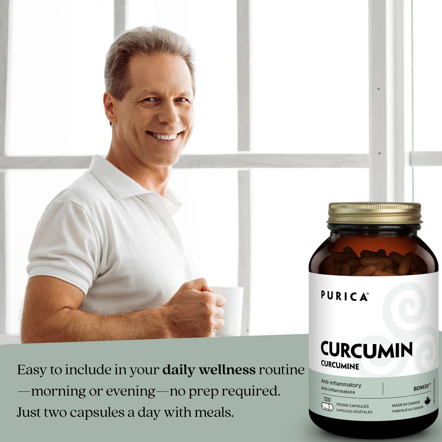 PURICA Extra Strength Curcumin 30% BDMC, 120 Vegan Capsules 120-Day Supply - Turmeric Curcumin Supplements for Skin and Brain Health - Provides Antioxidants for the Maintenance of Good Health