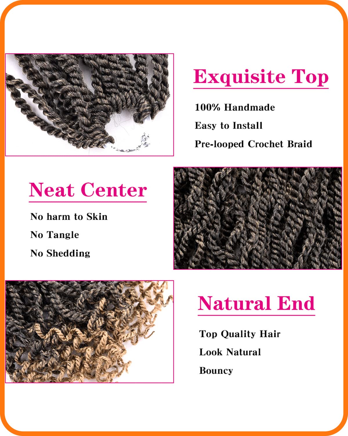 12 Inch Wavy Senegalese Twist Crochet Hair for Black Women 6 Packs Braids Wavy Ends Synthetic Hair Extension Curly Crochet Twist Braiding Hair (T27#, 12 Inch)