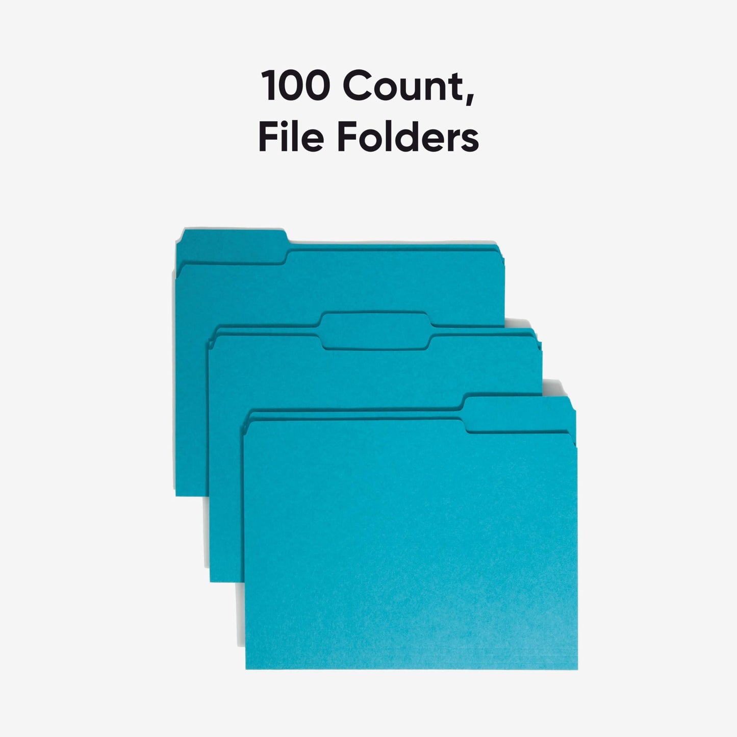 Smead 1/3-Cut File Folders, Letter Size, Teal, 100 Per Box (13143)
