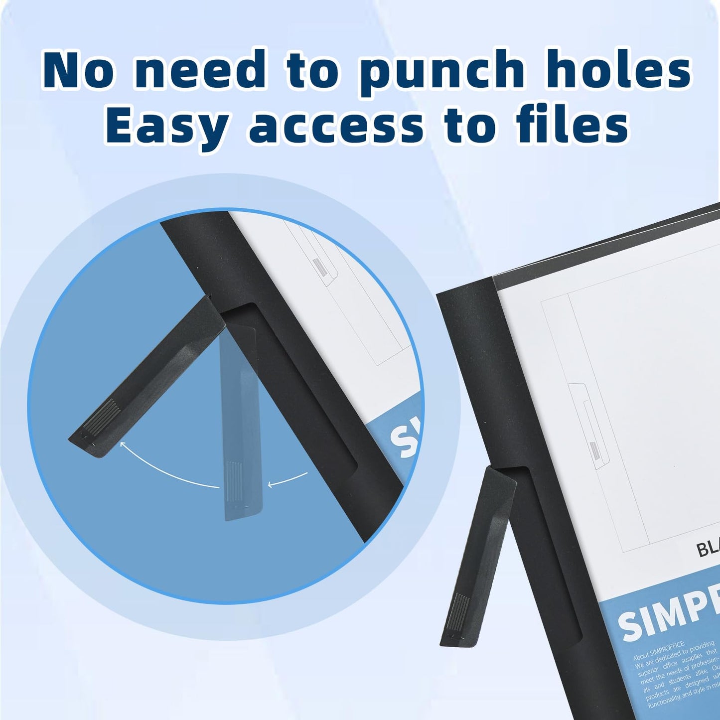 SIMPROFFICE 36 Pack Swing Clip Report Covers, Black Presentation Folders with Clip and Clear Cover, 9 x 11.4 Inches for Letter Size