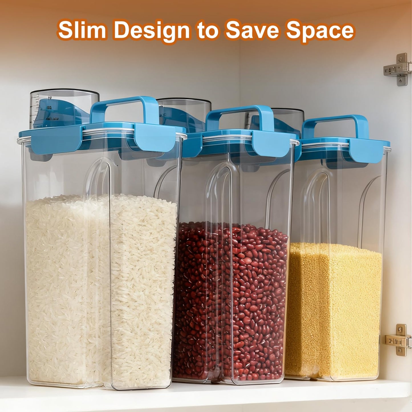 Uppetly Cat Food Storage Container, 5-7 lbs Dog Food Containers with Measuring Cup, Large Pouring Spout and Portable Handle, Pet Food Dispenser Dry Food Bin for Dog, Cats and Birds Blue