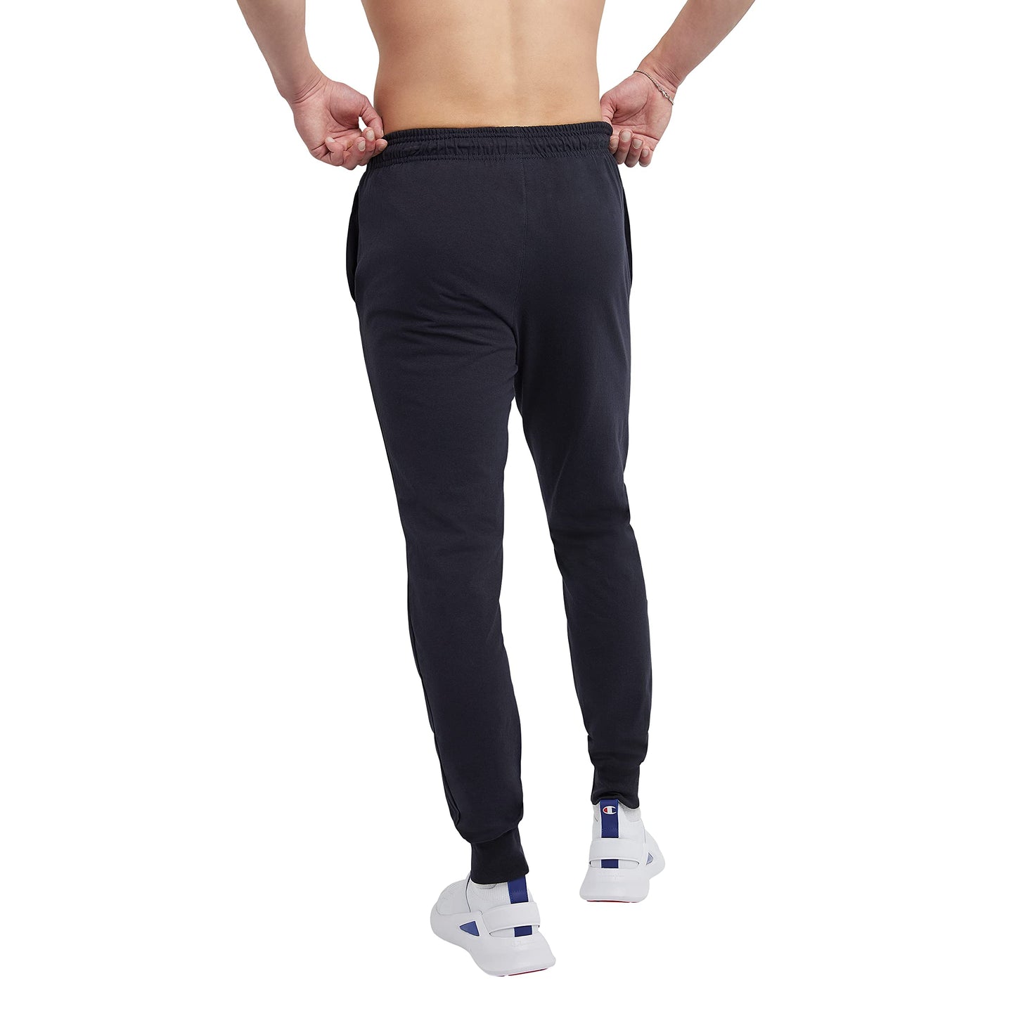 Champion Men's Joggers, Lightweight Lounge Pants, Jersey Graphic Pants for Men, 31", Navy - Classic Script Logo, X-Large