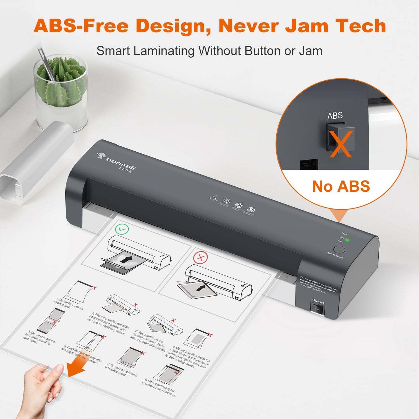 Bonsaii 13 Inch Laminator Machine for 11x17 Paper & A3 Laminating Sheets, Never-Jam Technology, 3 Heat Settings, NTC Control - Plastifieuse Thermique for Home, Office, School, L318-A