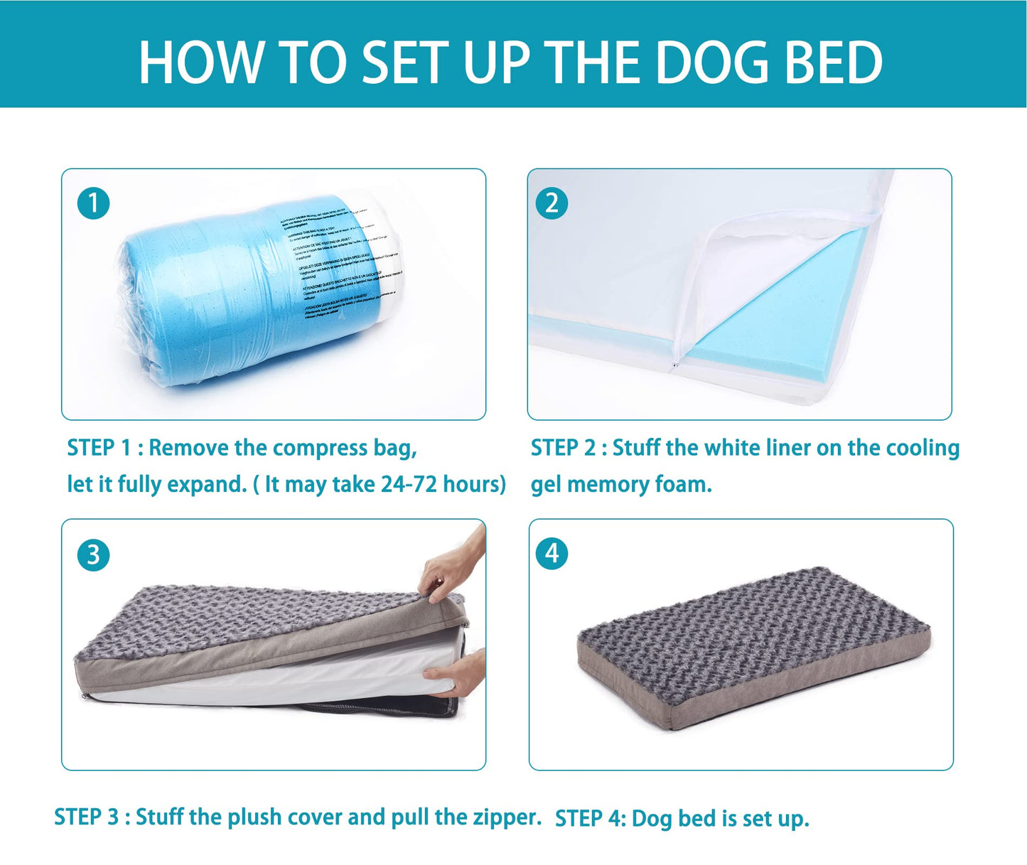 GOHOO PET Orthopedic Memory Foam Bed for Large Dogs, Waterproof Cooling Pet Mats for Crate with Removable Washable Cover,Ideal for Arthritic Dogs, L(35inch,65Lbs)
