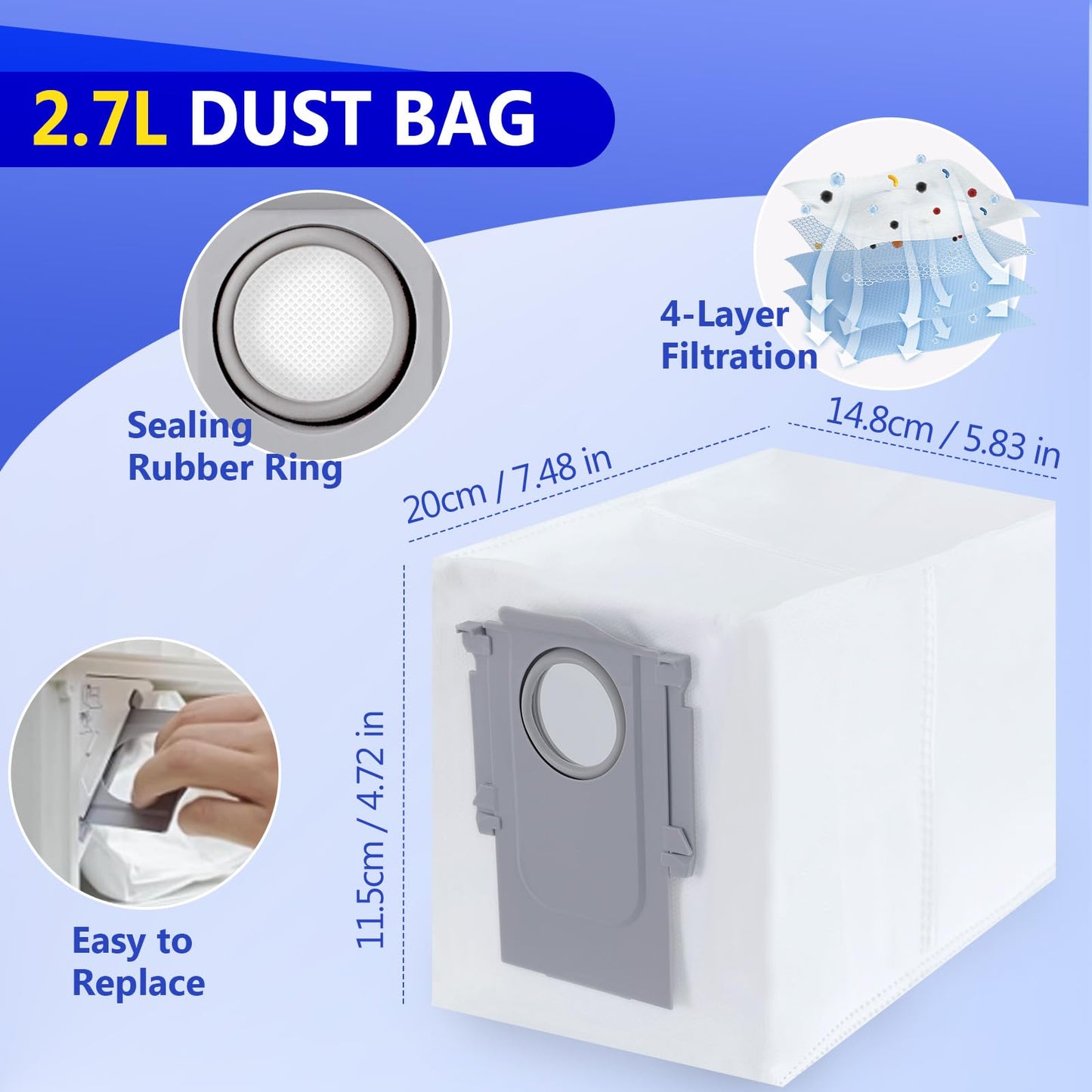 32 Pcs QV 35A Replacement Accessories Compatible with Roborock Qrevo S Pro/QV 35A / QV 35S Robot Vacuum, 2 Mainbrushes, 6 Scent Tablets, 4 HEPA Filters, 6 Dust Bags, 6 Mop Pads, 6 Side Brushes