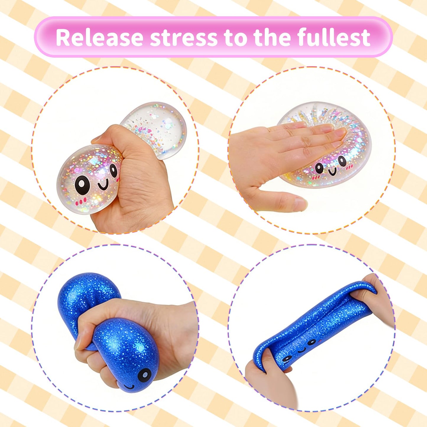 Dumpling Squishy Toy, 2PC Mystery Dumpling Squishy with Box, Glitter Squishy DumplingToy, Soft Squishy Stress Relief & Rebounding Sensory Fidget Toy for Adults
