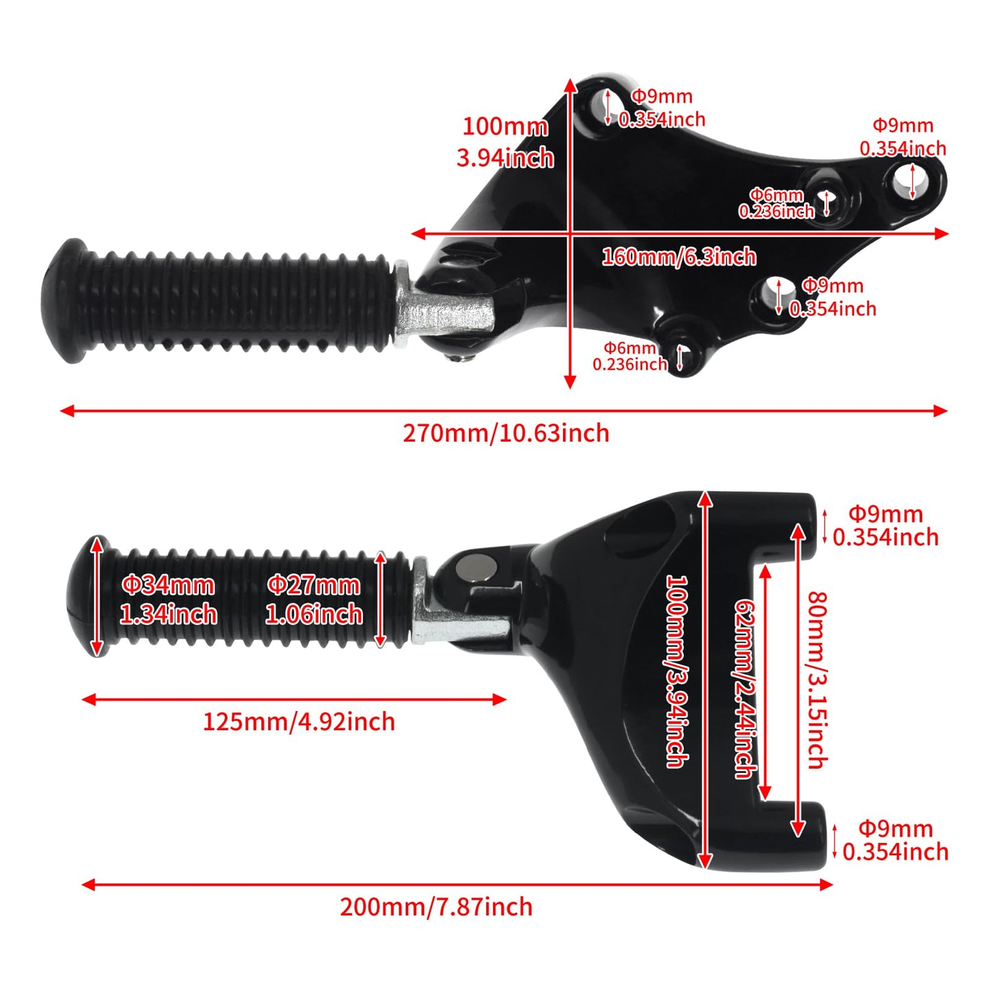 HDBUBALUS Motorcycle Rear Passenger Foot Pegs Footpegs Foot Rests Pedal & Mount Fit for Harley Sportster Iron XL 883 1200 Forty Eight Seventy Two 2014-2022