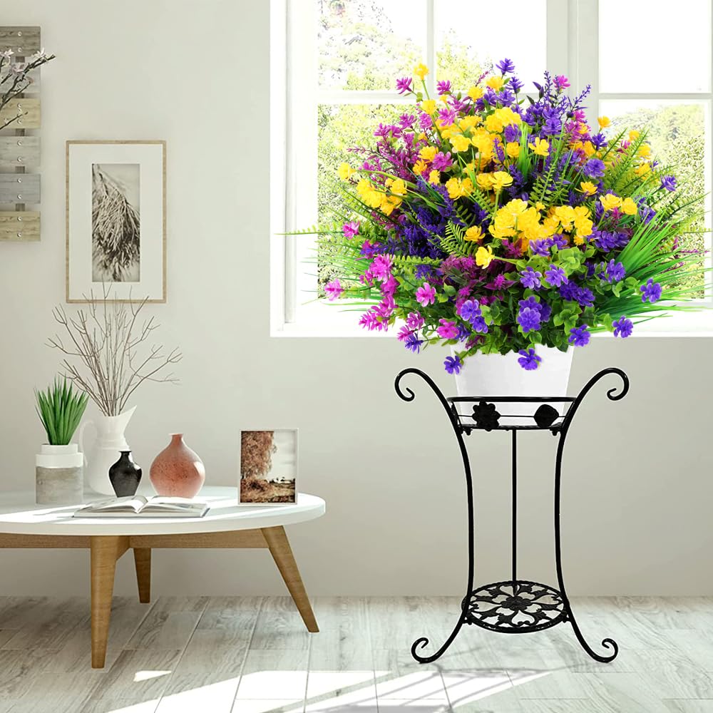 ZEOSTAR 20 Bundles Artificial Flowers Outdoor No Fade UV Resistant Fake Plants Faux Flowers for Garden Patio Porch Window Box Home Wedding Farmhouse Hanging Décor