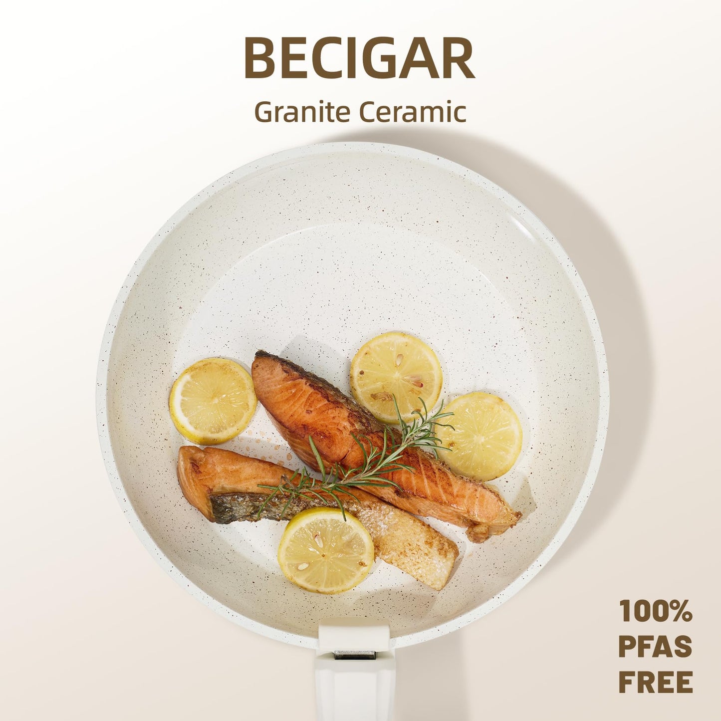 BECIGAR 8pcs Ceramic Pots and Pans Set, Non Stick Cookware Set, Detachable Handle Cookware, Induction Kitchen Cooking Set with Removable Handle,Oven Safe, Induction Fast, Stackable Cookware Set