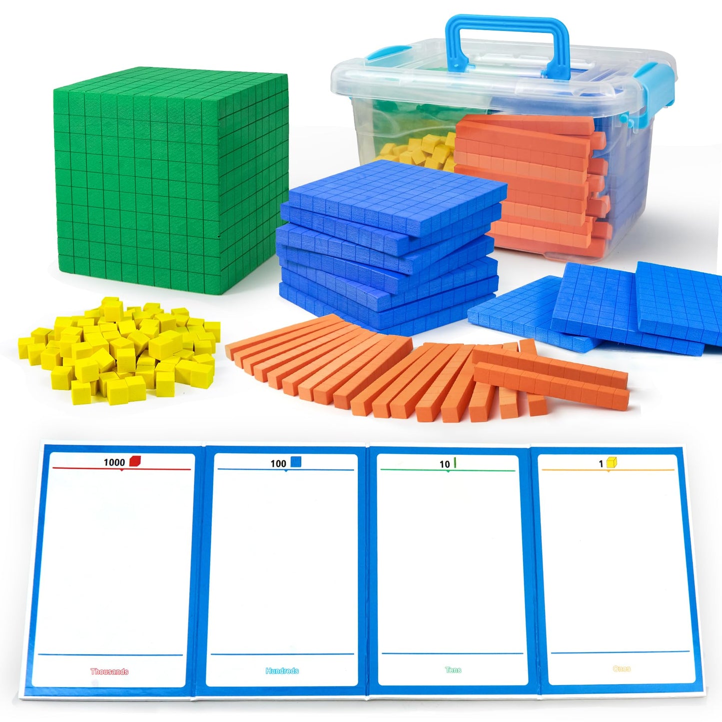 stochastic box Foam Base Ten Blocks for Math, Place Value Blocks,Early Counting Manipulatives, Math Cubes for Kids Math Learning Tools in School Home