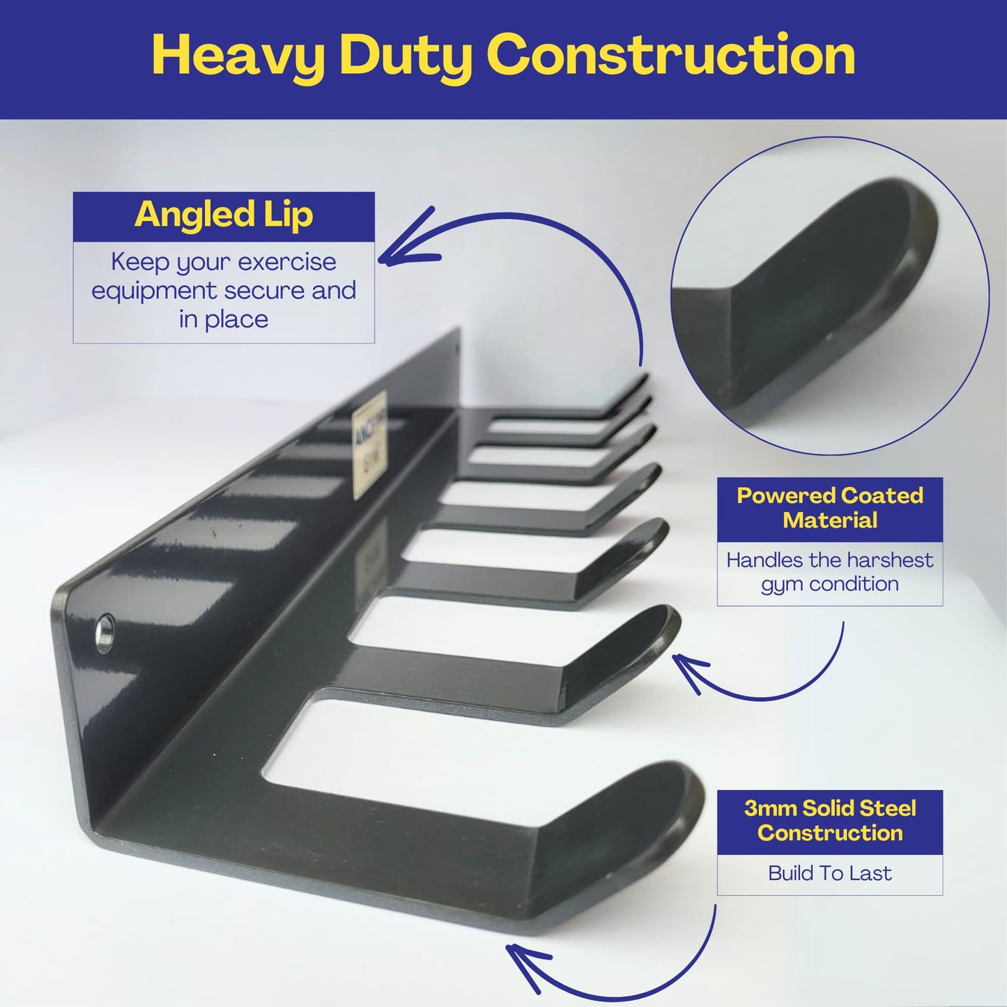 Anchor Gym Resistance Band Storage Rack - Gym Rack Organizer for Ropes, Straps & Small Dumbbells - (L-17 Inches) - (Screws Included)