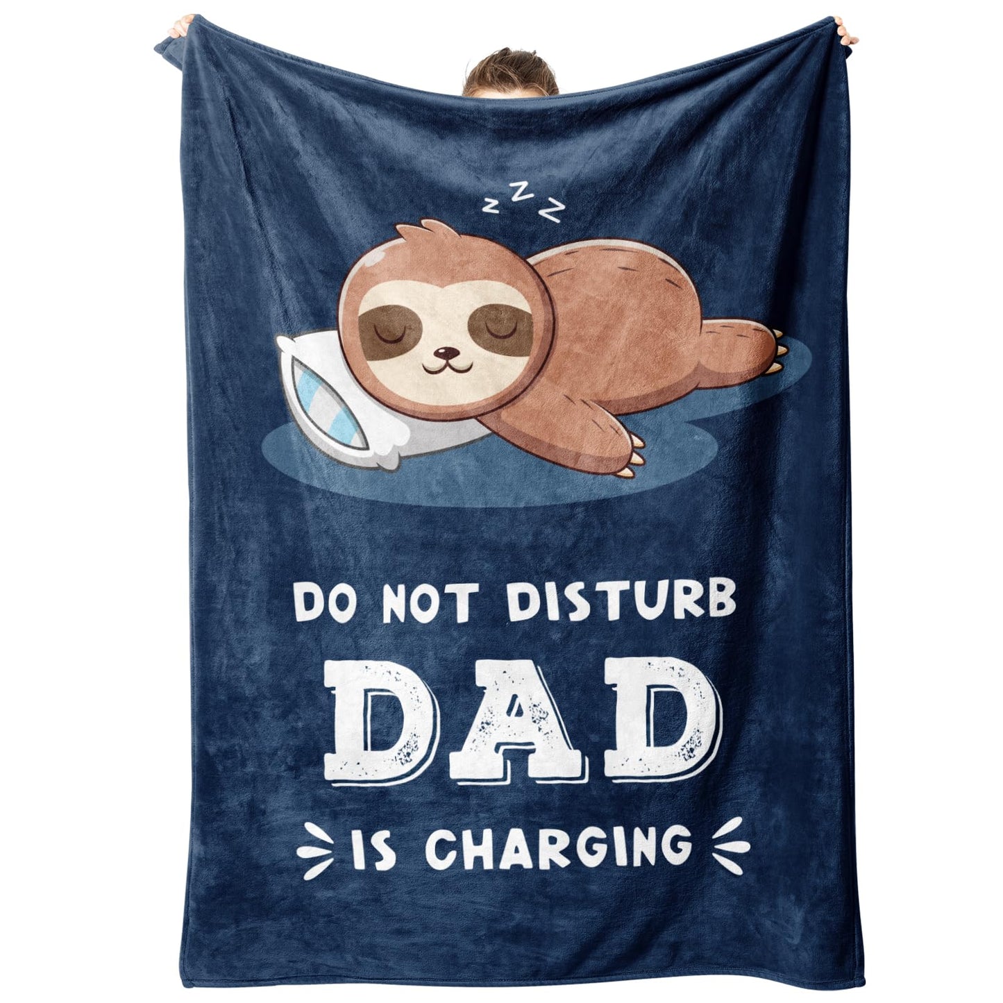 Funny Gifts for Dads Fathers Day, Dad is Charging Sloth Blanket, Dads Birthday Gift from Daughter Son, Dad Gift for Christmas Fathers Day, Soft Sloth Throws Blanket for Father 60" x 50"