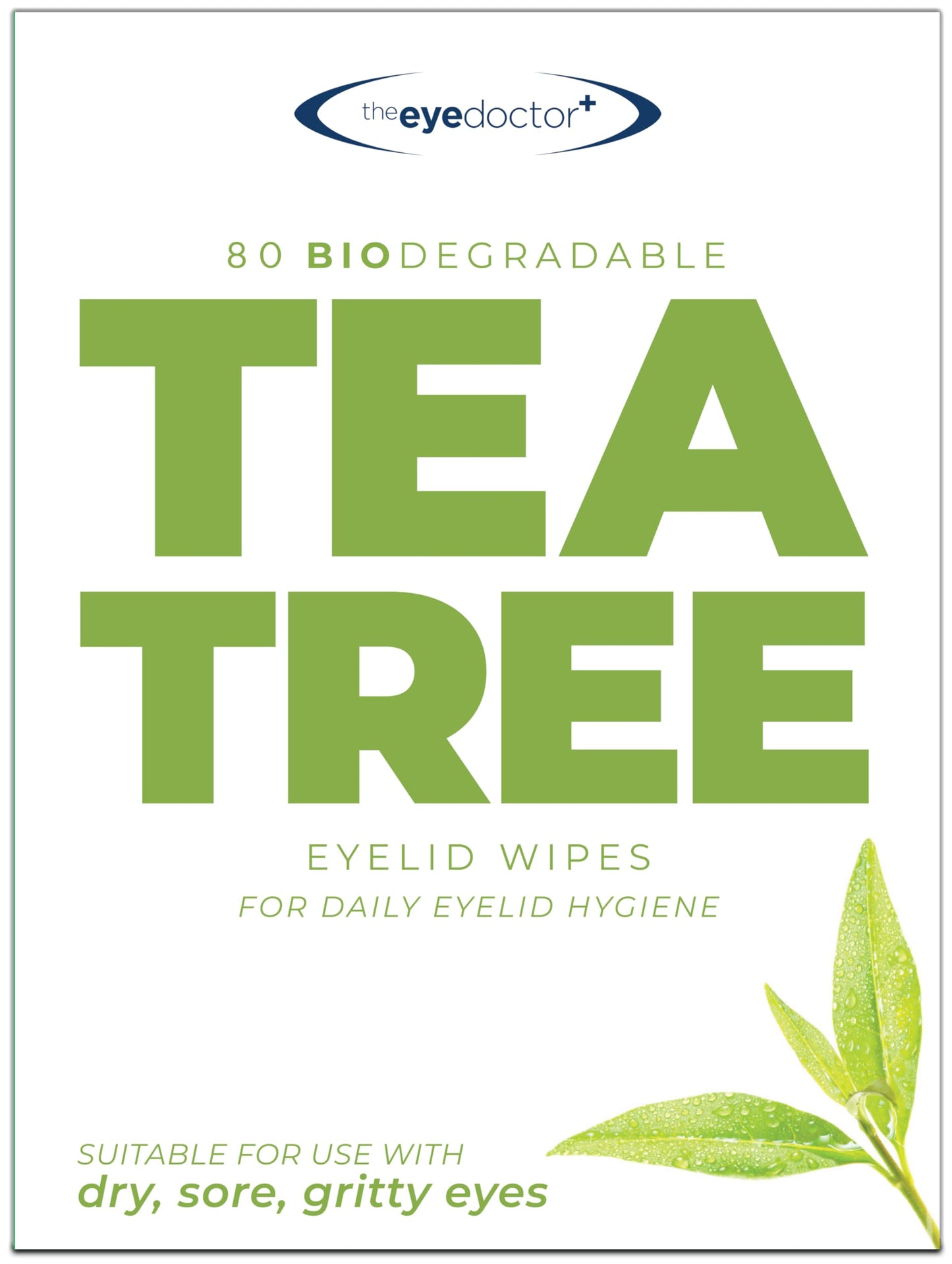 The Eye Doctor 80x Tea Tree Eyelid Wipes - Pack of 80 Biodegradable Eyelid Wipes Suitable for Dry Eye & Blepharitis