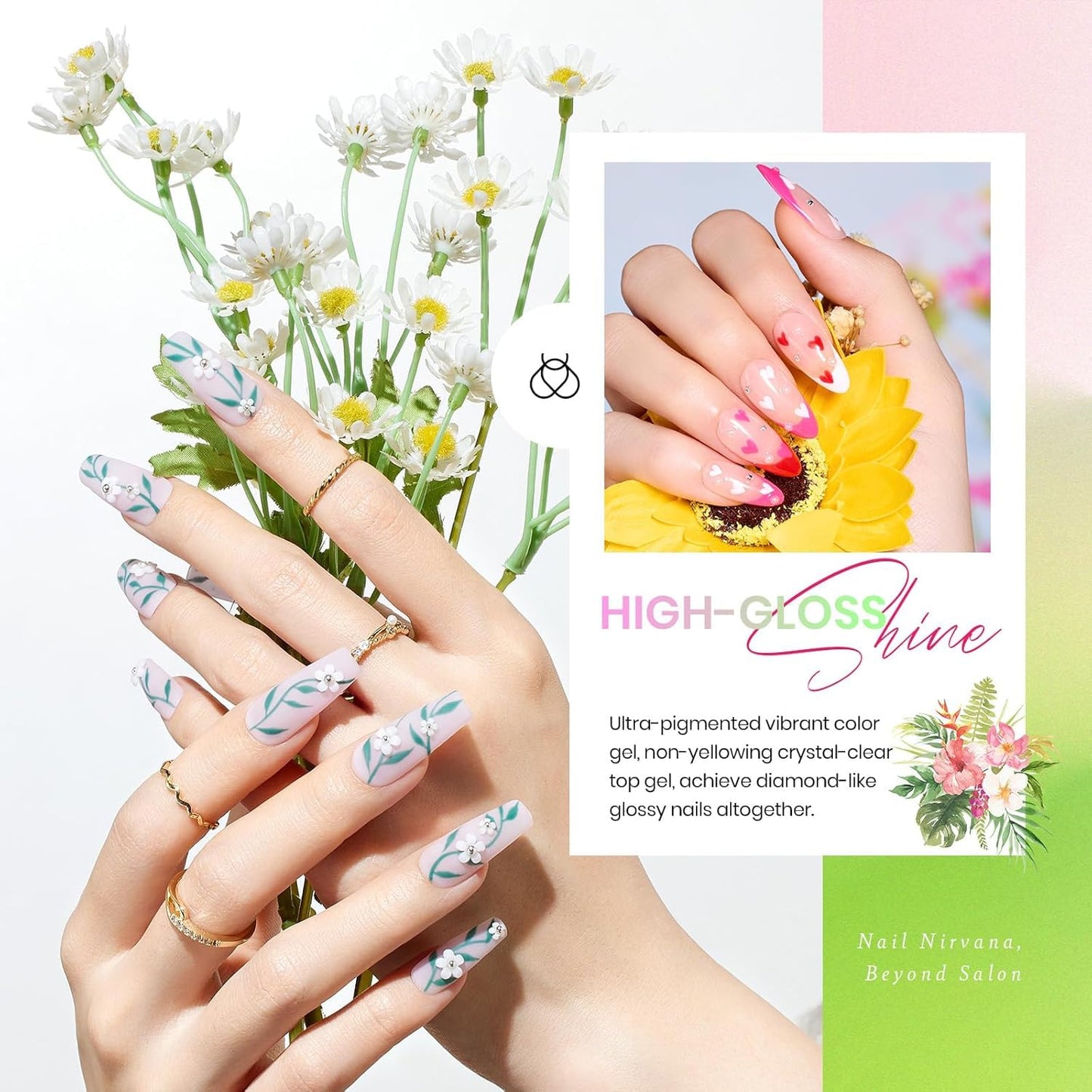 Beetles Gel Nail Polish Kit 36 Colors with 3pcs Base Gel Glossy & Matte Top Coat Easter Nail Art, Summer Spring Pastel Girly Colors Gel Polish Set All Seasons Sparkle Glitters Color Gift for Girls