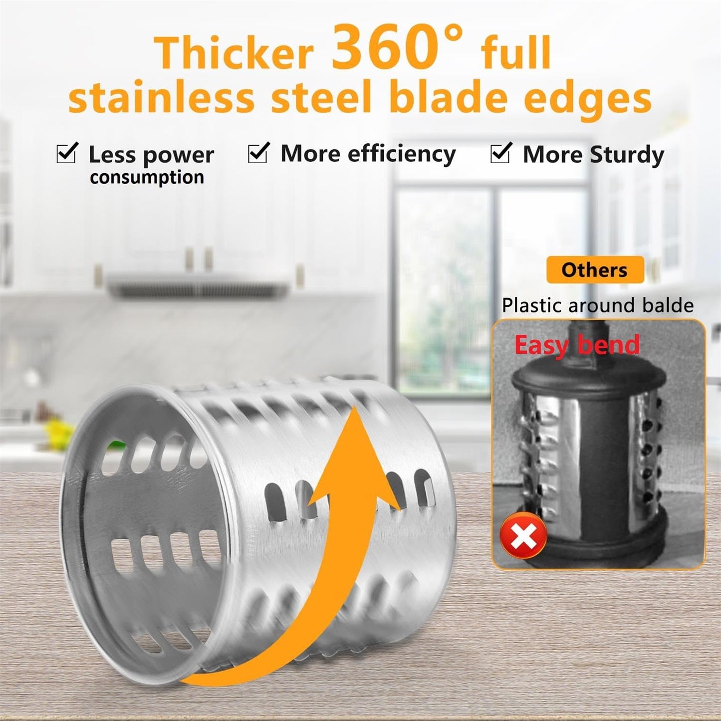 Stainless Steel Slicer Shredder Attachment for KitchenAid Mixers, Dishwasher Safe Vegetable Salad Maker Accessories with 3 Cutting Blades