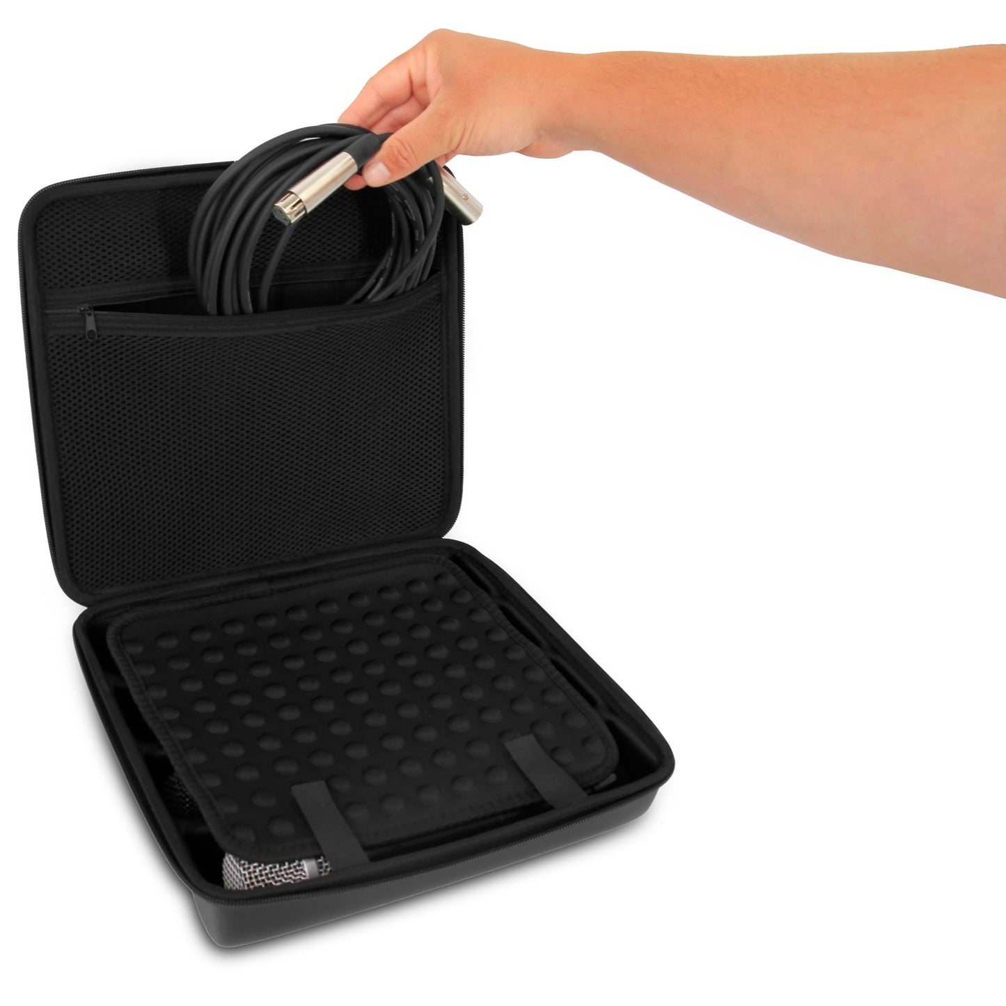 CASEMATIX Wireless Microphone Case Compatible with Four Wireless Microphone System Microphones up to 10.8" by Sennheiser, Shure and More, Stylish Microphone Case for