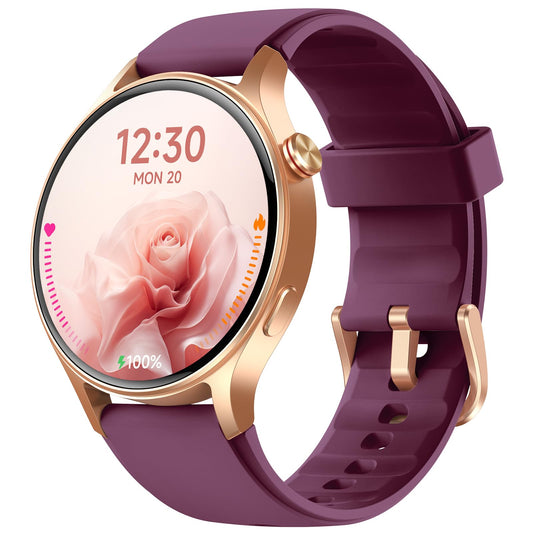 aeac Smart Watch for Women, AMOLED Ultra-Clear Screen Activity Trackers with Heart Rate/Sleep/SpO2 Monitor, Waterproof Fitness Smartwatch for iPhone/Samsung/Android（Deep Purple）