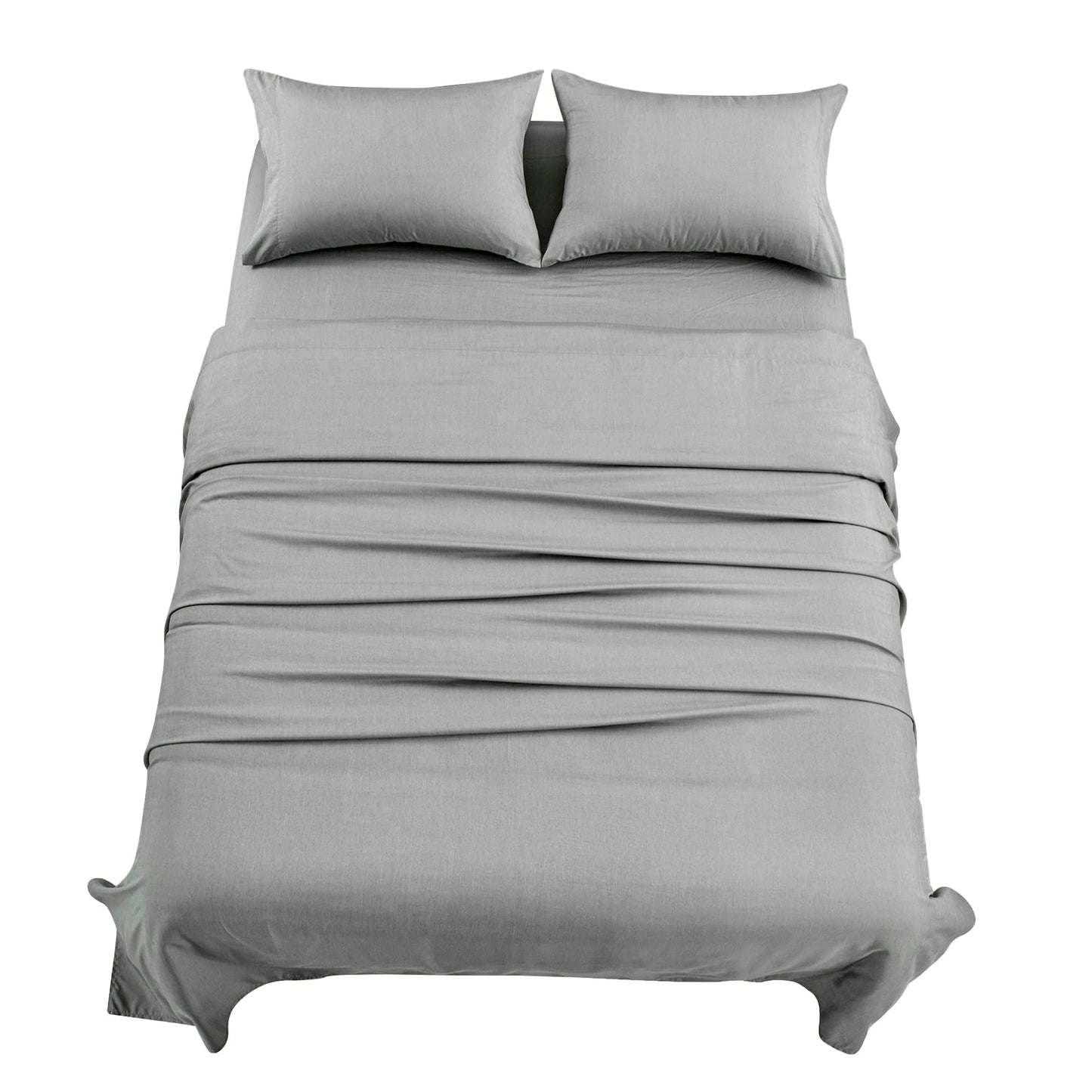 Mooreeke Bamboo Draps Queen Sheets, Cooling Bed Sheets Rayon Derived from Bamboo, Grey Breathable & Soft Bed Sheets