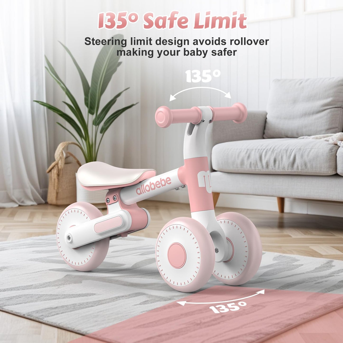 allobebe Baby Balance Bike for 12-24 Month, Gifts and Toys for 1 Year Old Girls Boys, Foldable No Pedal Toddler First Bike, Best First Birthday Baby Bike Gifts