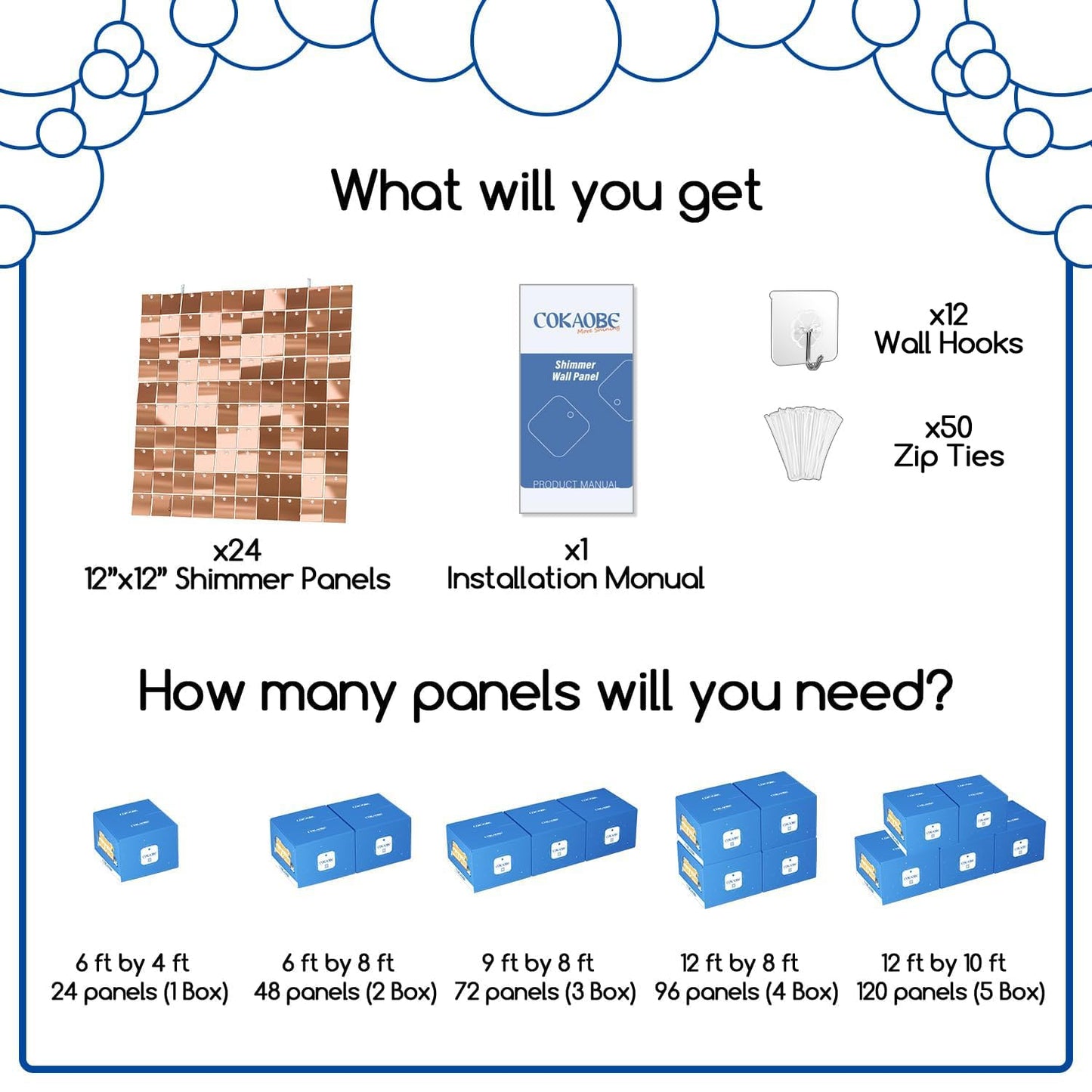 COKAOBE Rose Gold Shimmer Wall Backdrop, 24PCS Square Sequin Shimmer Backdrop Panels, Photo Backdrops for Birthday, Anniversary Wedding Engagement Decoration