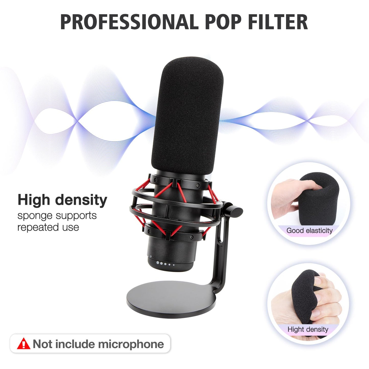 SUNMON QuadCast Boom Arm - Upgraded Red Boom Arm for QuadCast with Mic Windscreen, Sound Insulation and Noise Reduction, Microphone Arm with 3/8" to 5/8" Adapter