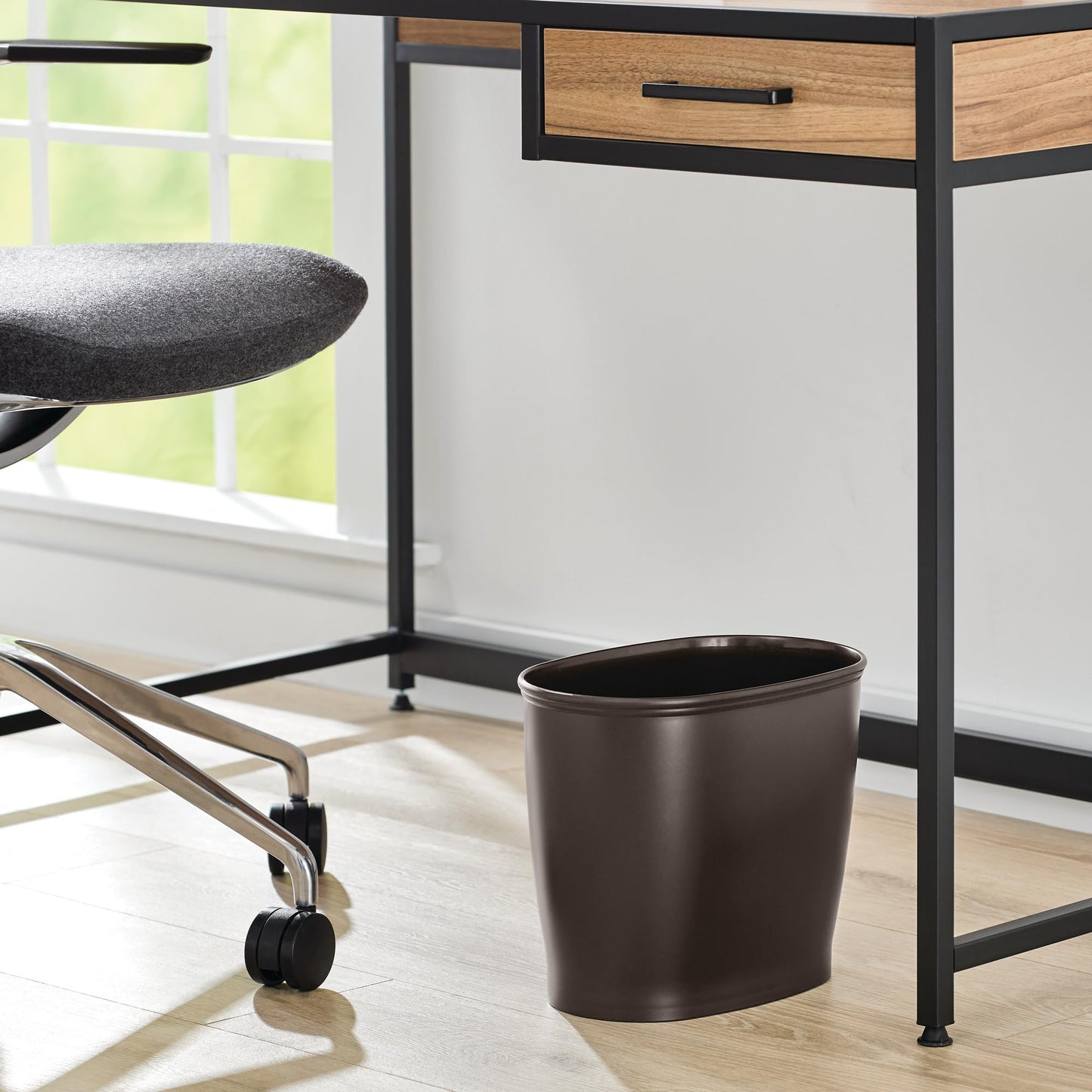 iDesign Kent Oval Waste Can, Trash Can for Bathroom, Bedroom, Office - Bronze