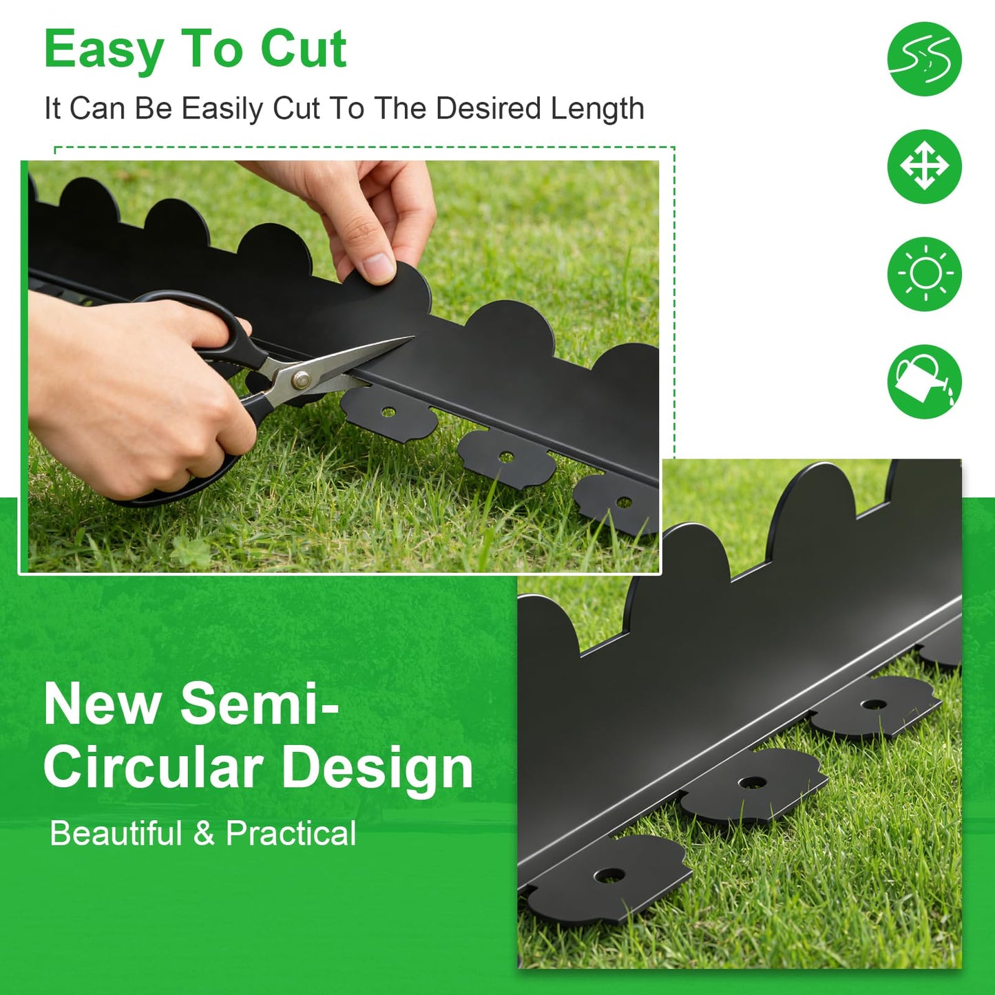 NEYCIL Landscape Edging 33ft, 4in Tall Garden Edging with 40pcs Spikes, Heavy Duty Lawn Edging Kit, Flexible Plastic Landscape Border for Grass, Yard, Flowerbeds, Gravel, Easy Flex No Dig, Black