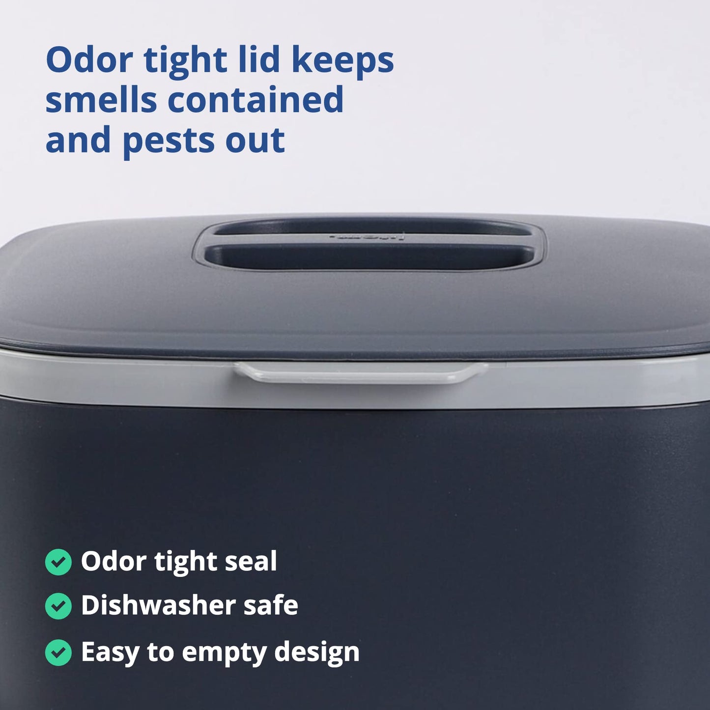 Blue Ginkgo Kitchen Compost Bin [5L / 1.32 GAL] – Filter-Free, Odor-Tight Countertop Food Waste Pail with Handles (Made in Korea, Grey)
