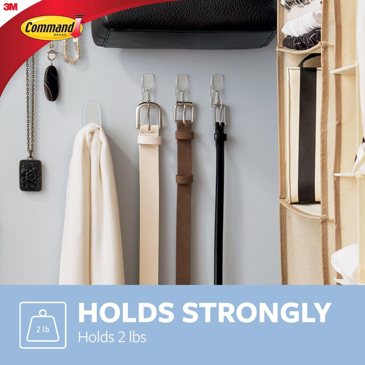 Command Medium Clear Wire Toggle Hooks,10 Wall Hooks and 12 Command Strips, Damage-Free Hanging with Adhesive, Great for Hanging, Organization and Storage, Holds up to 2 lb