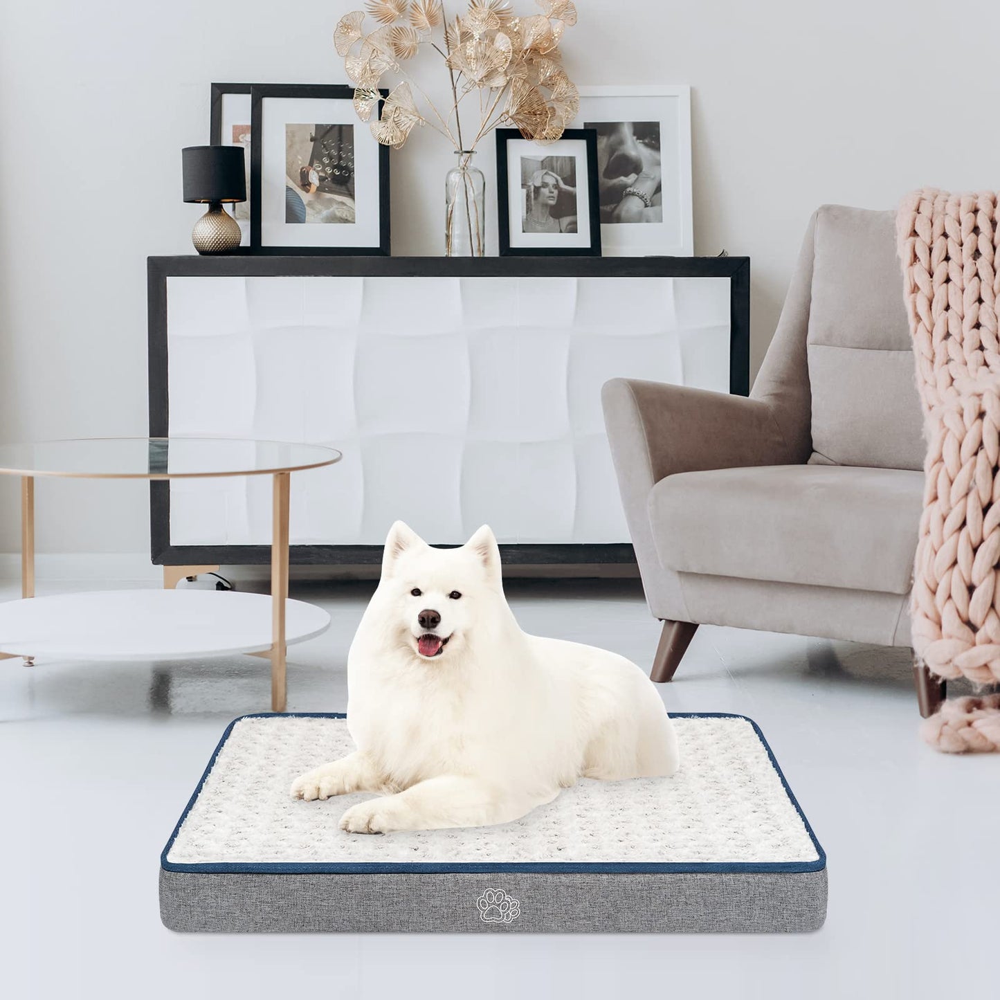 EMPSIGN Waterproof Dog Bed for Crate Pad Reversible Cool and Warm, Pet Beds with Washable and Removable Cover, Sleeping Mats for Large Medium Small Dogs