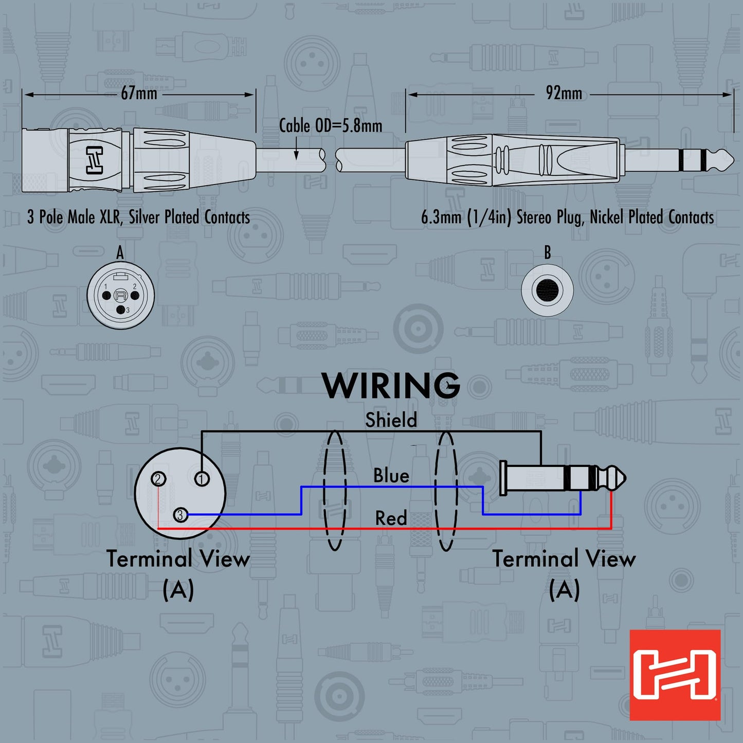 Hosa HSX-020 20-Feet 1/4-Inch TRS to XLR3M Pro Cable
