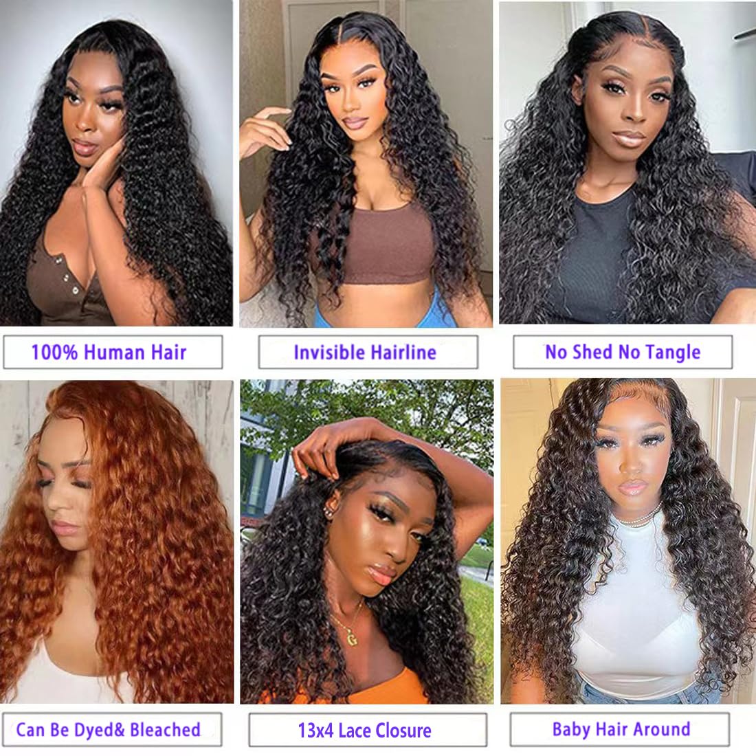 Deep Wave Lace Front Wigs Human Hair 18 Inch 13x4 Lace Frontal Closure Wigs for Woman Human Hair Glueless Pre Plucked with Baby Hair Perruque Femme Humain Naturel 150% Density Natural Black