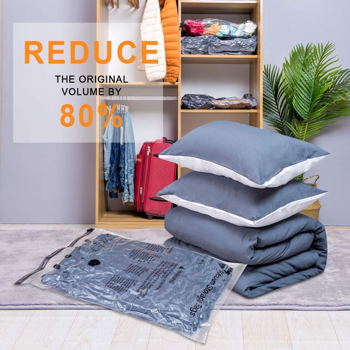 20 Pack Vacuum Storage Bags (4 Jumbo, 4 Large, 4 Medium, 4 Small, 4 Roll Up), Space Saver Sealer Compression Bags for Blankets, Comforters, Pillows, Clothes Storage