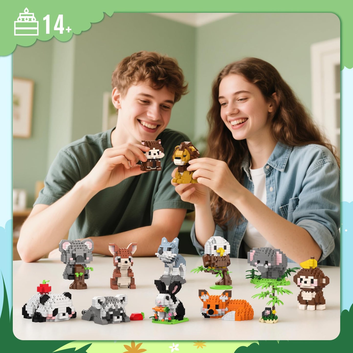 12 Pack Animal Party Favors Building Sets, Mini Animals Building Blocks Decor Model Kits, Goodie Bags Stuffers, Classroom Small Prize Toys Gifts for Adults Teens Age 14+