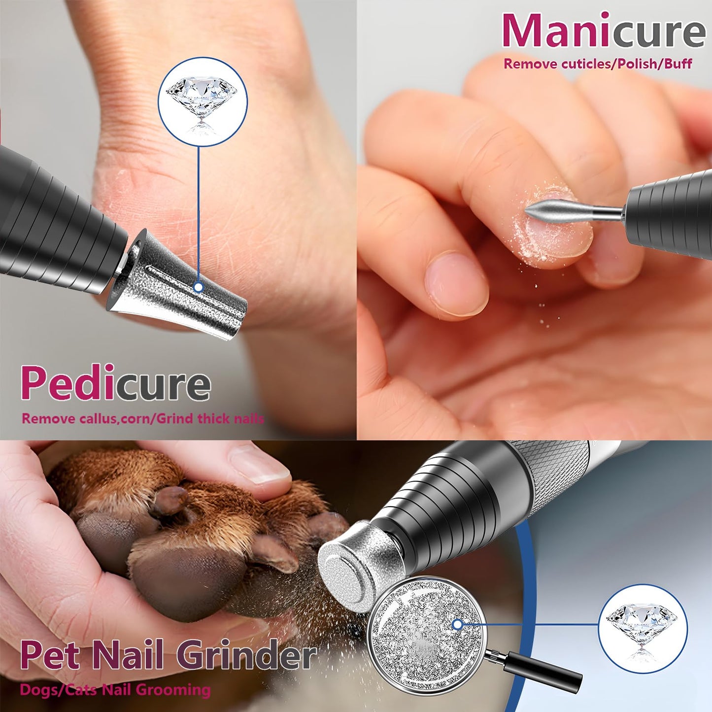 Professional Cordless Nail Drill with 12 Drill Bits -30000RPM Alloy Electric Nail File for Home&Salon Use,LED Display,Rechargeable&Quiet Manicure Pedicure Kit for DIY Manicure,Gifts for Nail Lovers