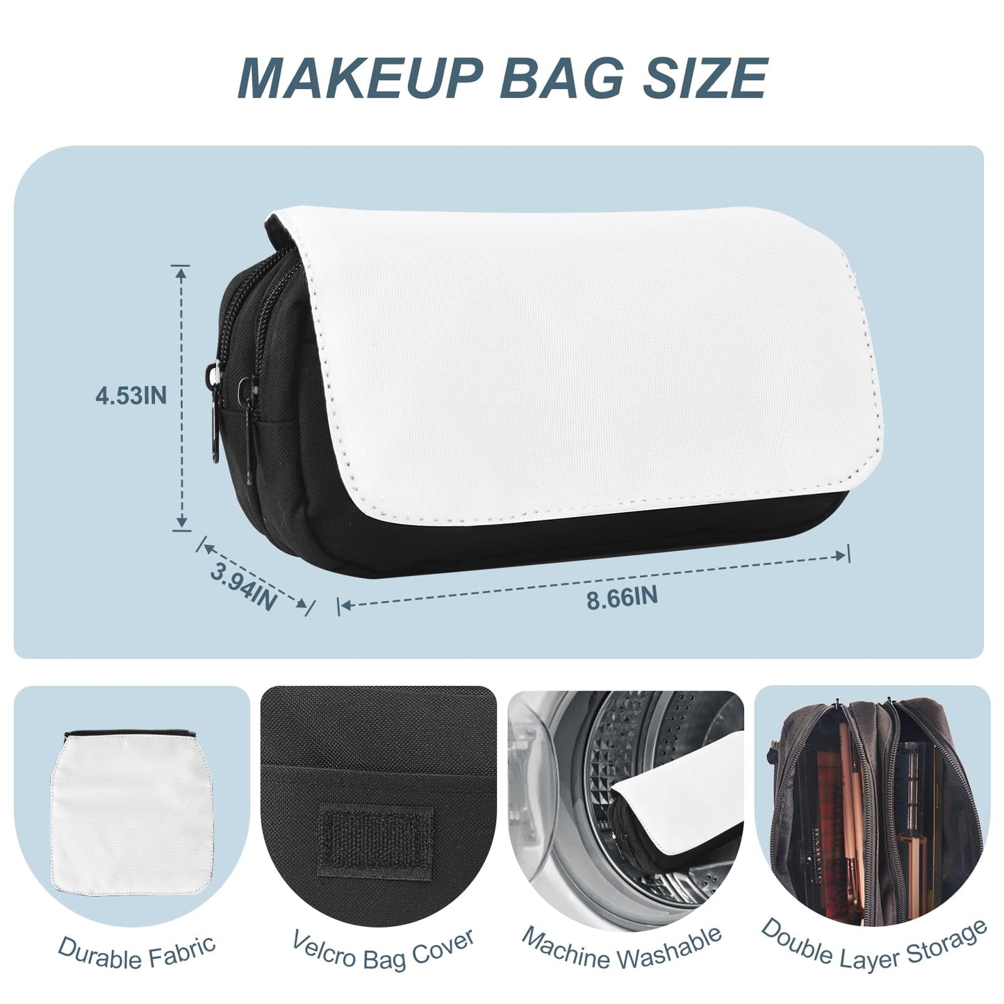KKSUBCA sublimation Makeup Bag Blank, 8 PCS, Sublimatable Makeup Bag