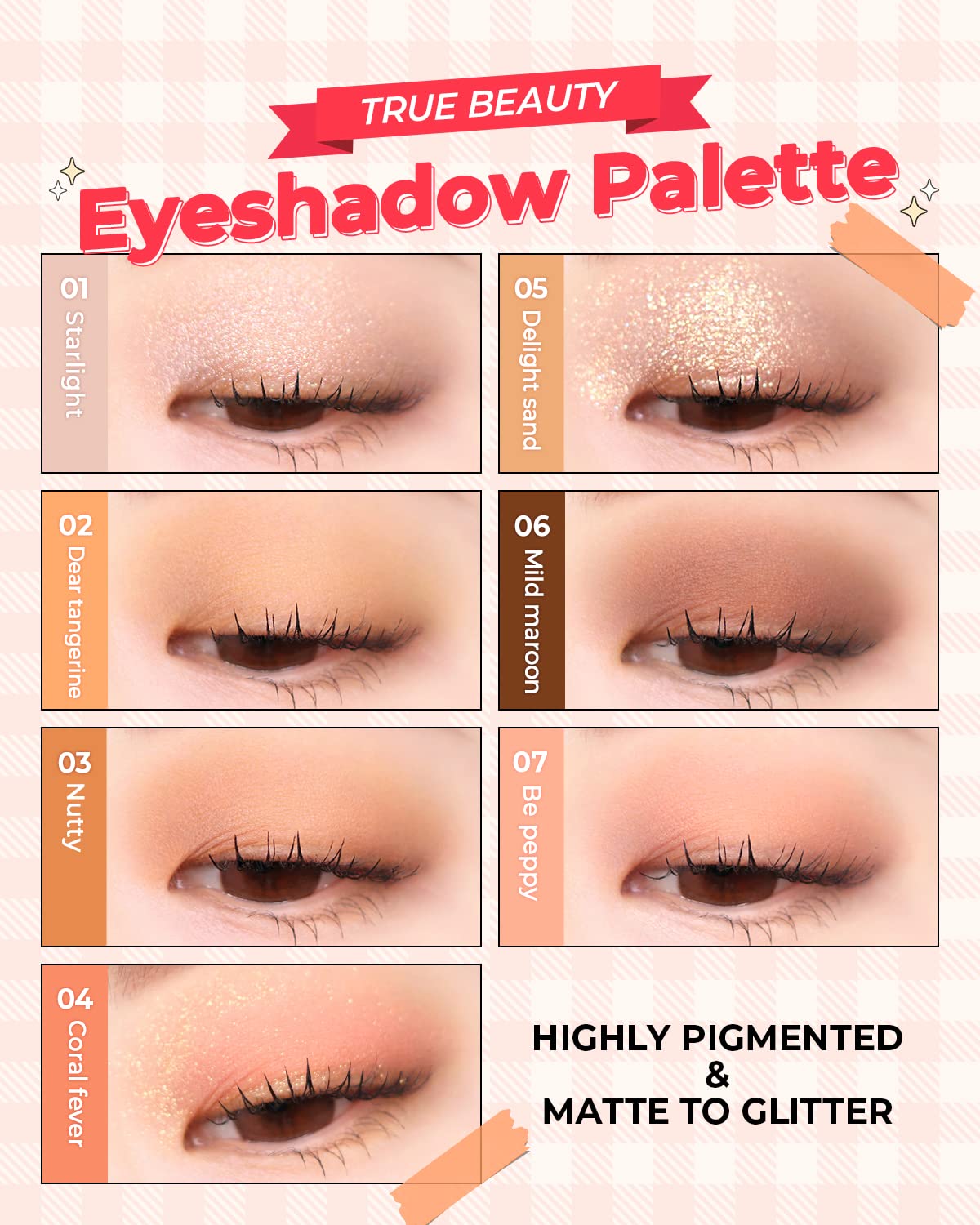 AMTS x True Beauty Makeup Edition - Some Sweet Makeup 3 Set (7colors Eyeshadows + Liquid Glitter + Lip stain tint) | Matte Shimmer Pearls Shades, Highly Pigmented, Long Lasting Daily Makeup, Pink Gold Set