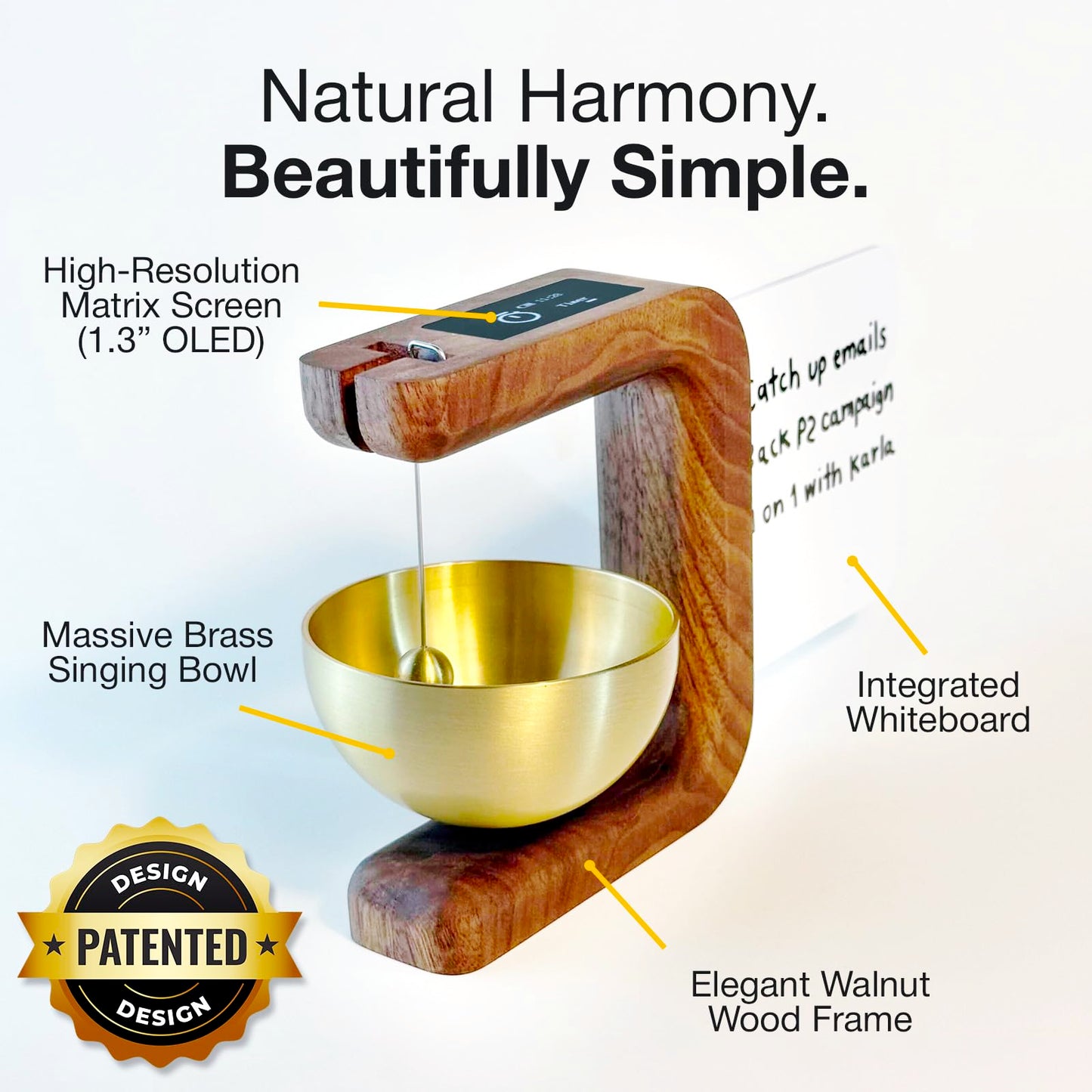 Pro Timer P2 - Elegant Wooden Pomodoro Timer - an Original Productivity with Magnetic Memo Board – High-End Quality Desk Device for Focus, Meditation & Productivity - Ideal for Work & Study