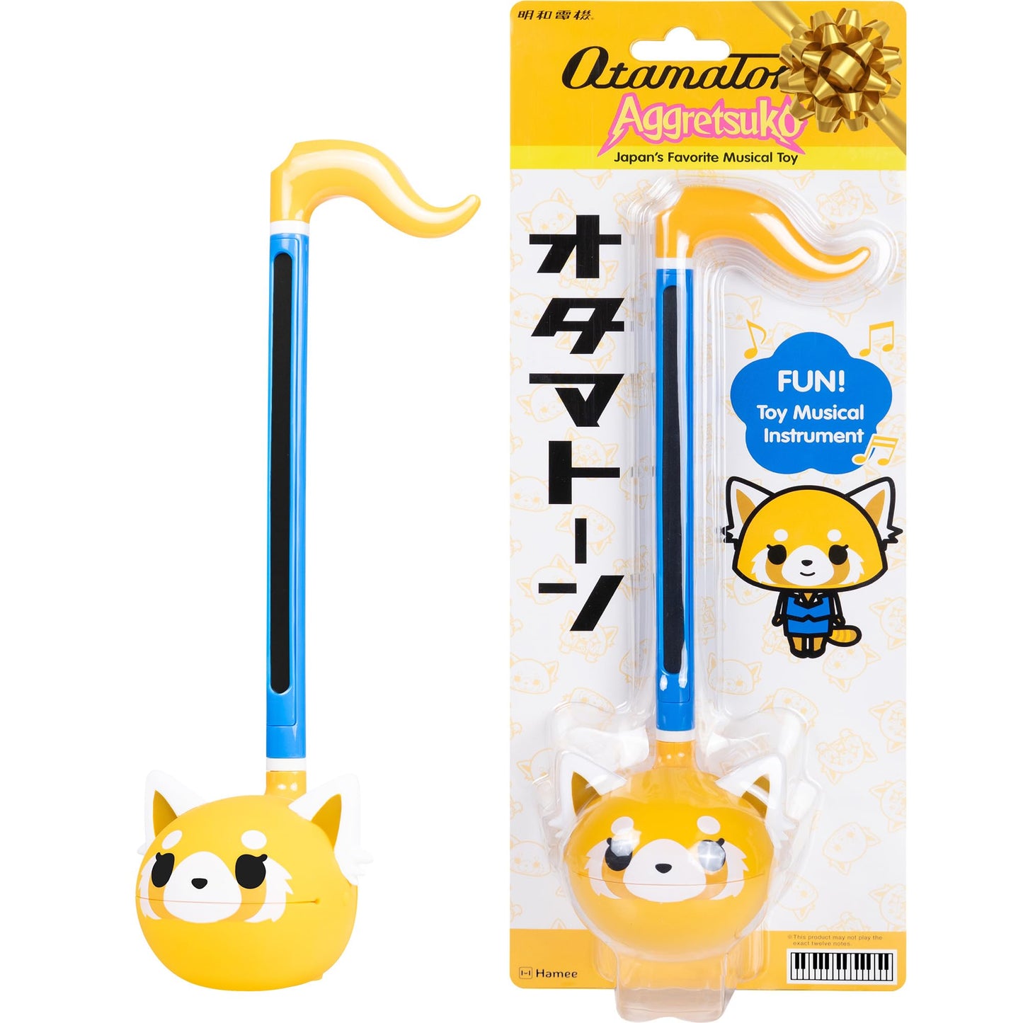 Otamatone Japanese Electronic Musical Instrument Portable Music Synthesizer (Official Licensed Aggretsuko Sweet Happy) Maywa Denki Studio Award Winning, Educational Fun Gift for Children Teen Adults