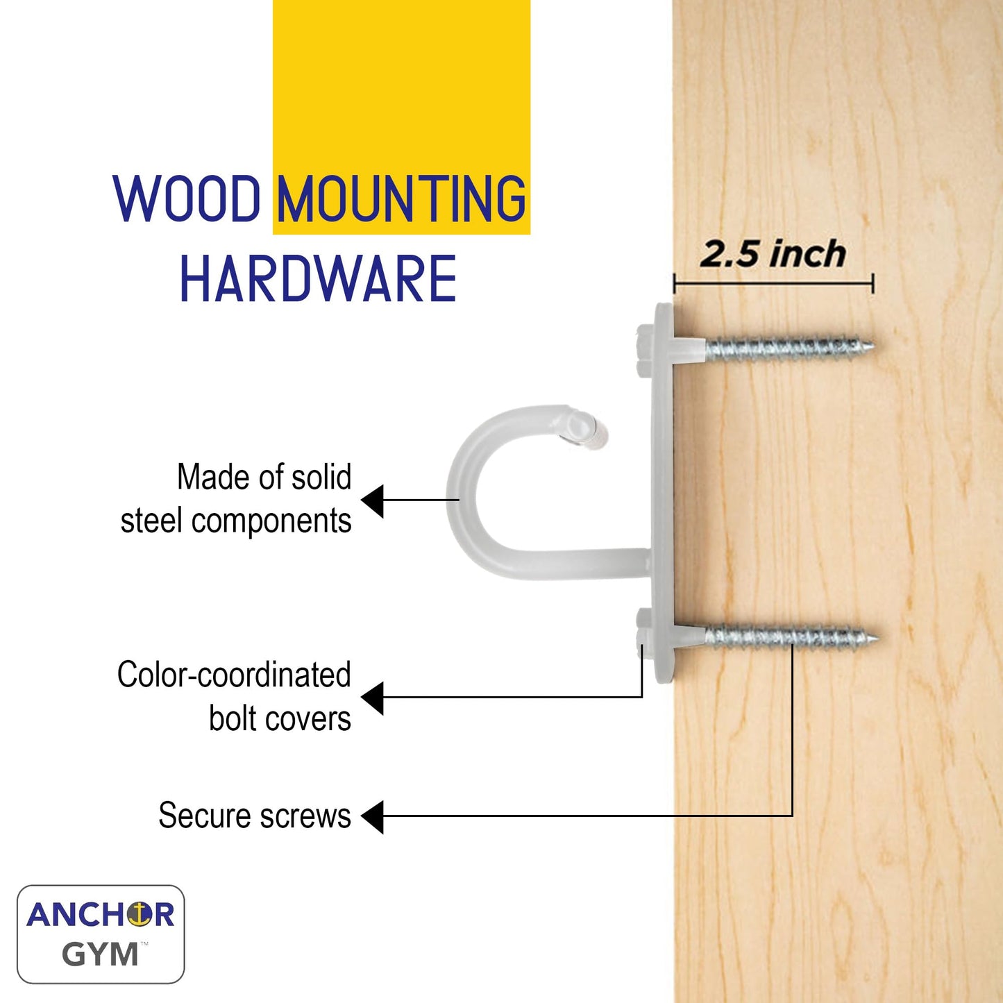 Anchor Gym Mini H1 (Set of 3) - Resistance Bands Wall Mount System | Wall Anchor for Resistance Bands, Suspension Straps & More - Off White