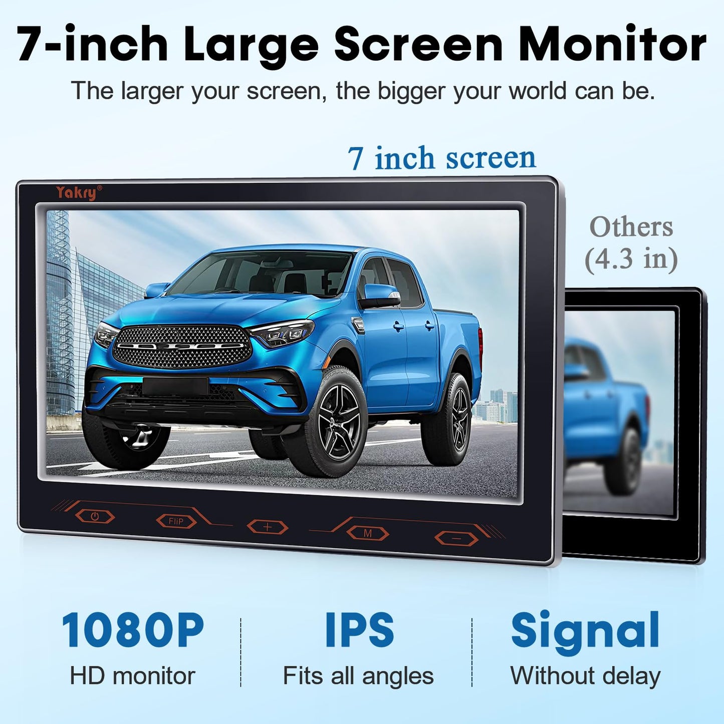 7-Inch Backup Camera for Car, Truck, SUV - HD 1080P Rear View System, IP69K Waterproof, Night Vision, 150° Wide Angle, Easy Installation by Yakry