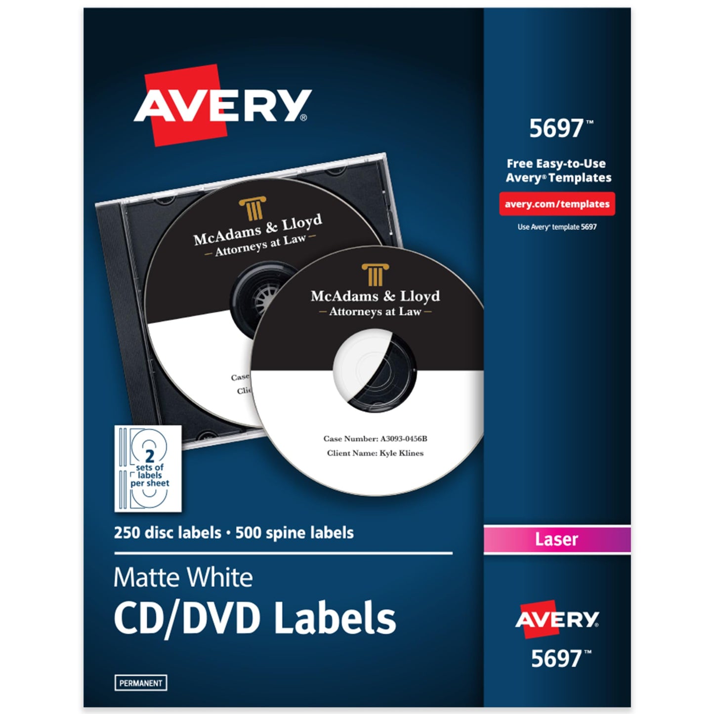 CD Labels, Laser, Permanent, (a) CD Labels, White Matte, 250