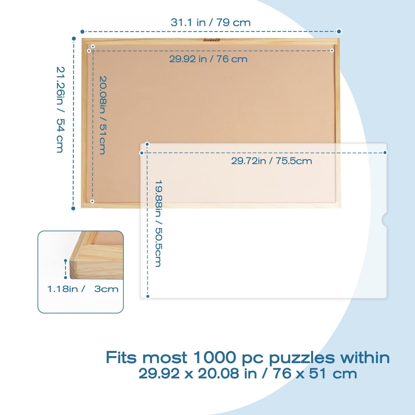 Becko Adjustable Wooden Puzzle Board with A Cover Jigsaw Puzzle Plateau Puzzle Easel for Adults and Kids for Puzzles Up to 1000 Pieces